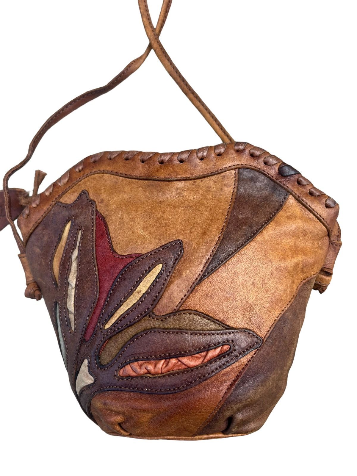 Leather Vintage Ibiza Japan Patina Leather Patchwork Mini Bag Size ONE SIZE - 8 Thumbnail