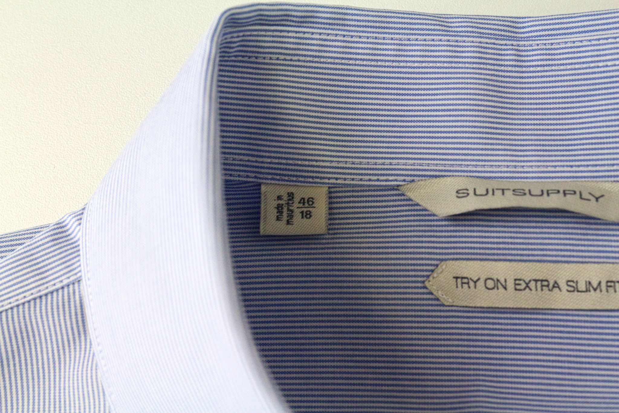 Suitsupply 46/18 Extra Slim Blue Cotton Shirt 78585 Size 46R - 5 Thumbnail