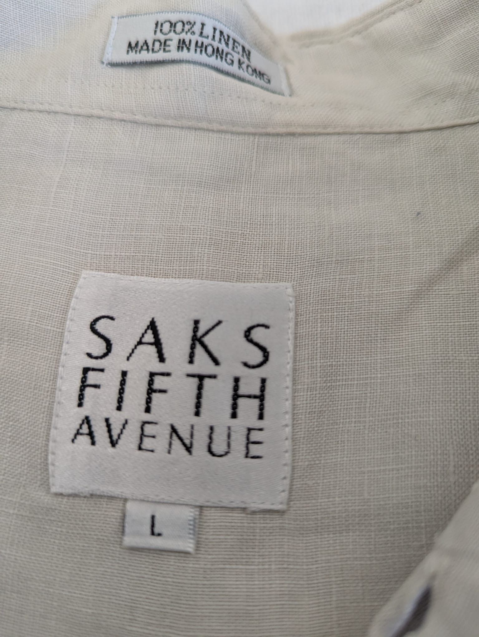 Saks Fifth Avenue 100% linen creme color shirt Size US L / EU 52-54 / 3 - 2 Thumbnail