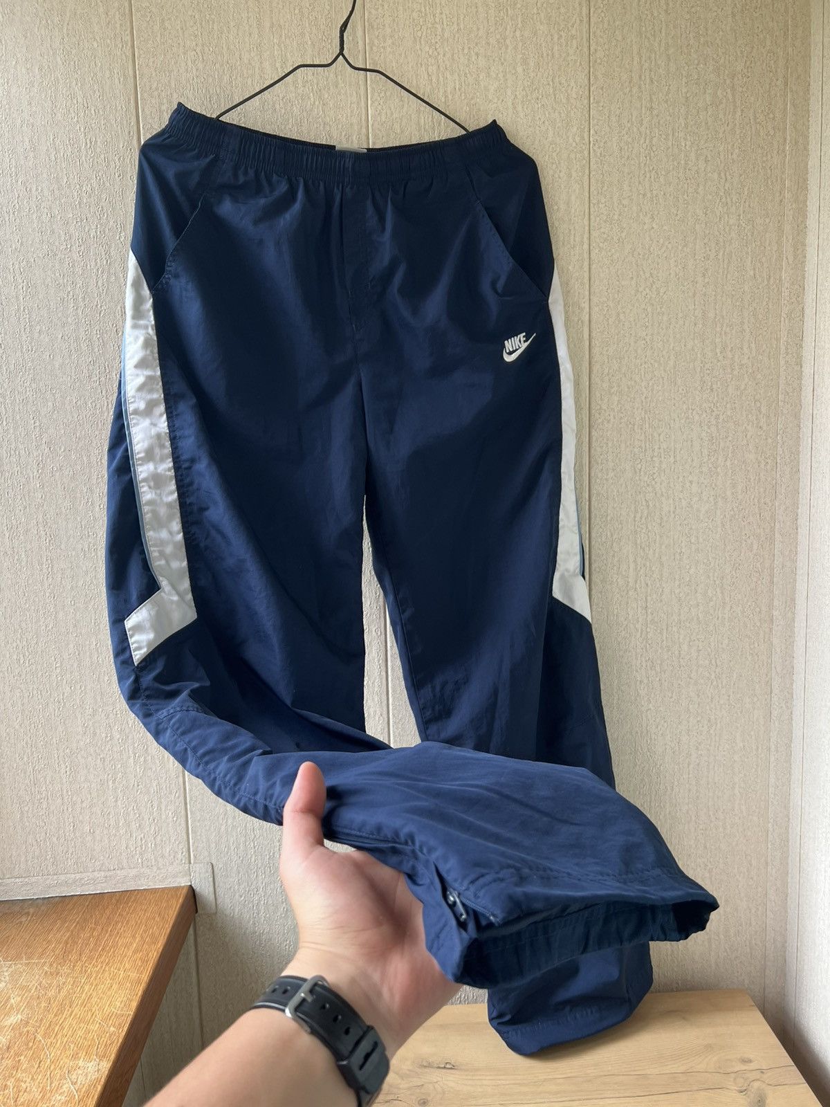Nike Vintage Nylon Pants Woven Sweatpants Baggy Wide Striped