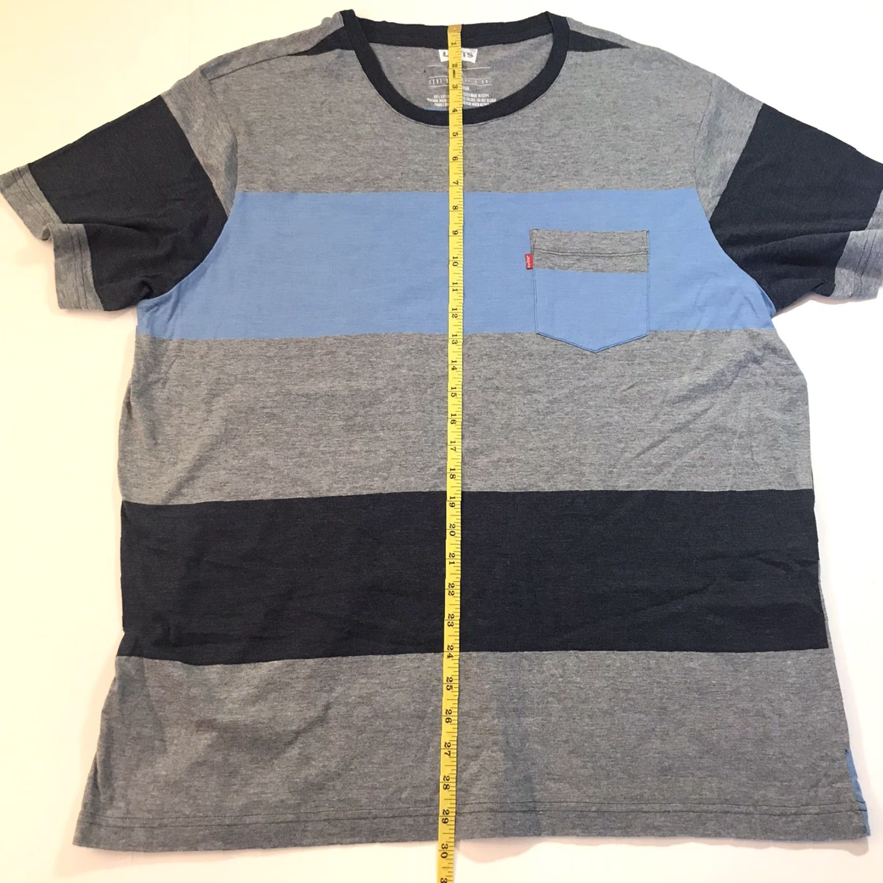 Levi's Levis Mens T Shirt Blue Gray Rugby Striped Short Sleeve Soft Vintage Look XXL Size US L / EU 52-54 / 3 - 7 Thumbnail