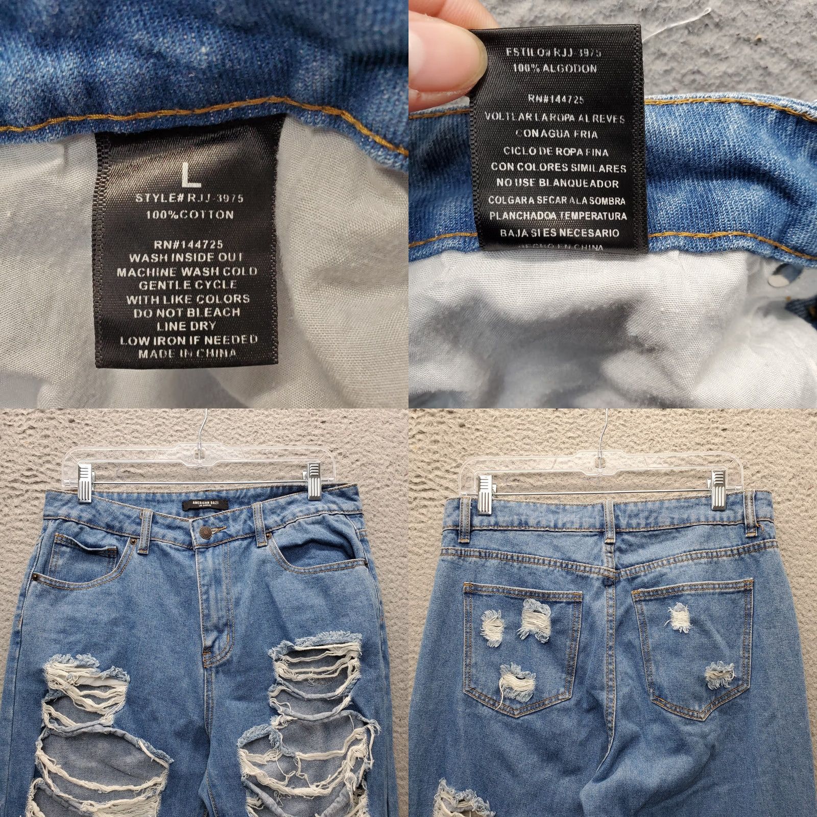 Vintage American Bazi Womens Jeans Blue Distressed High Rise Tapered Leg Boyfriend Size L Size 36" / US 14 / IT 50 - 8 Thumbnail