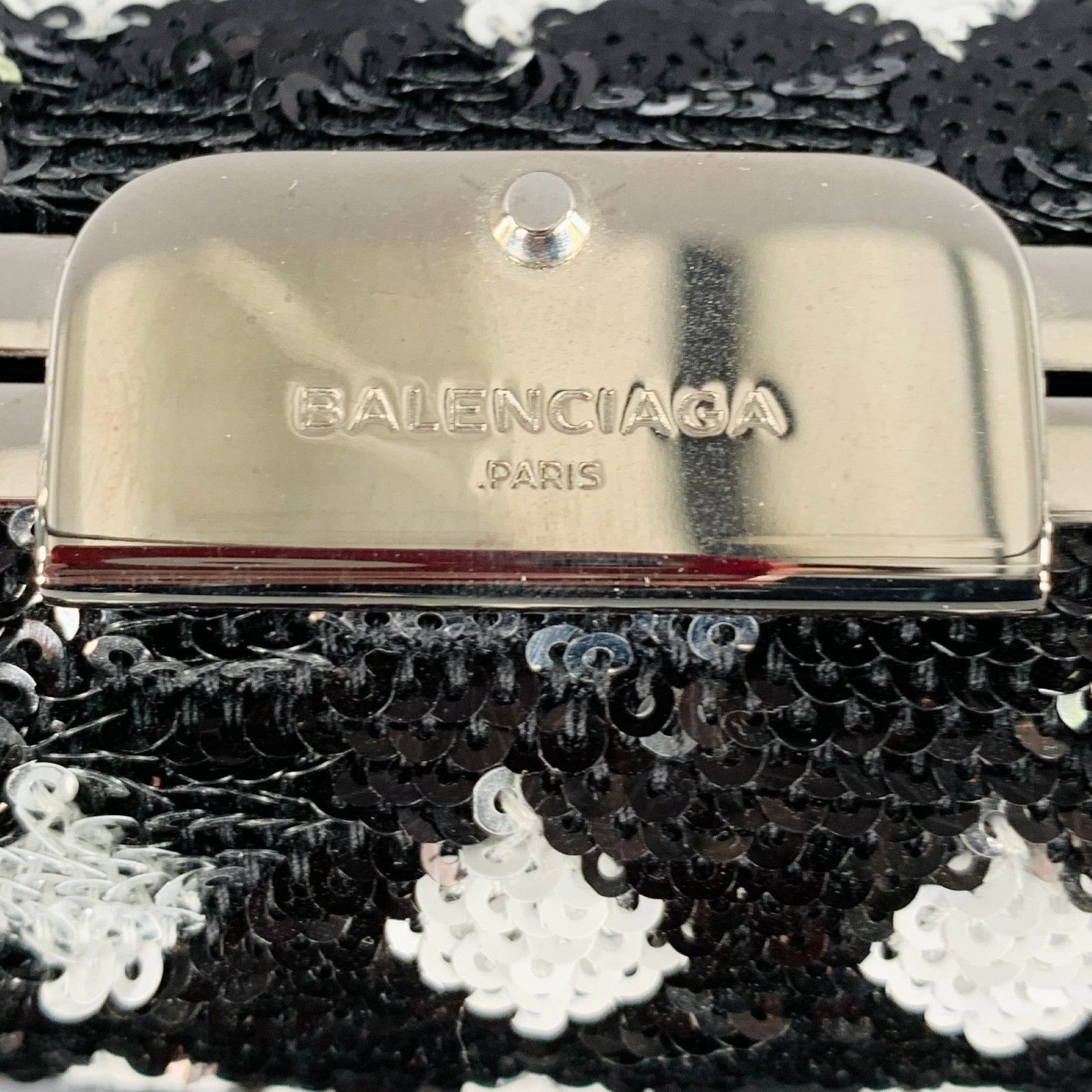 Balenciaga BALENCIAGA Black White Sequined Evening Handbag Size ONE SIZE - 3 Thumbnail