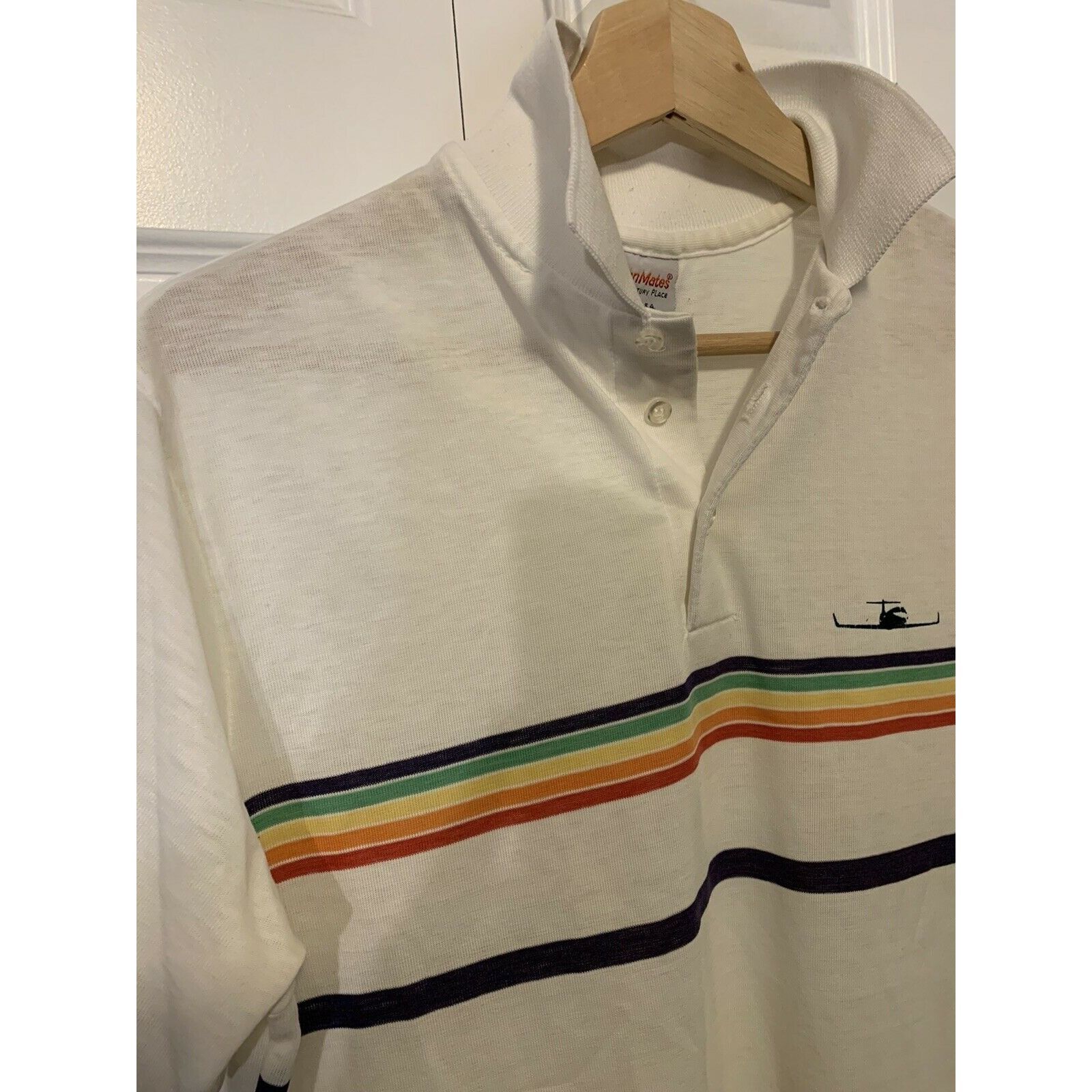 Vintage vintage 1980s rainbow polo t shirt Men’s Sz L Screen Mates Size US L / EU 52-54 / 3 - 4 Thumbnail