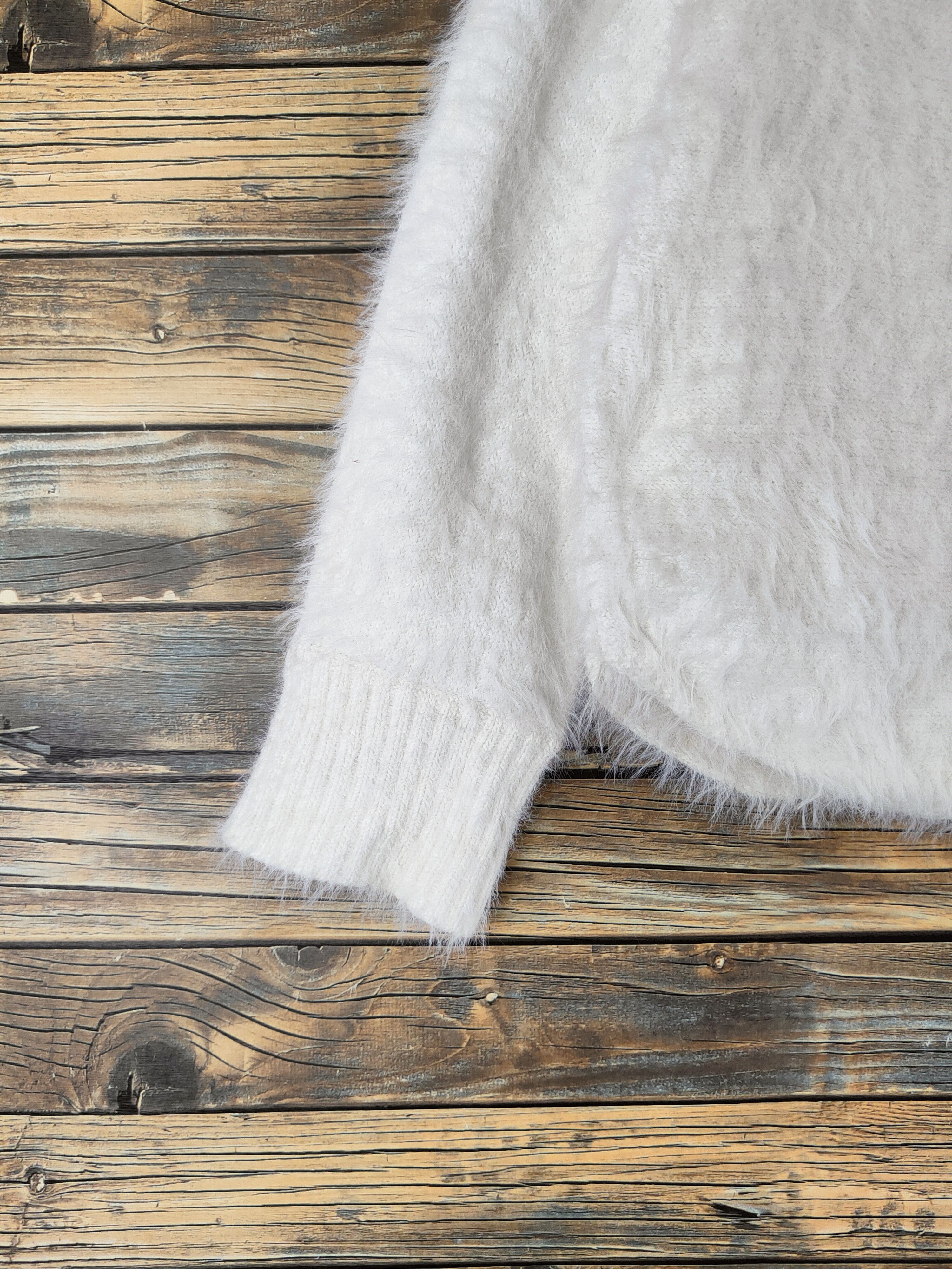 Gap DL Gap White Fur shaggy Mohair Knitwear #46-531 Size XS / US 0-2 / IT 36-38 - 4 Thumbnail