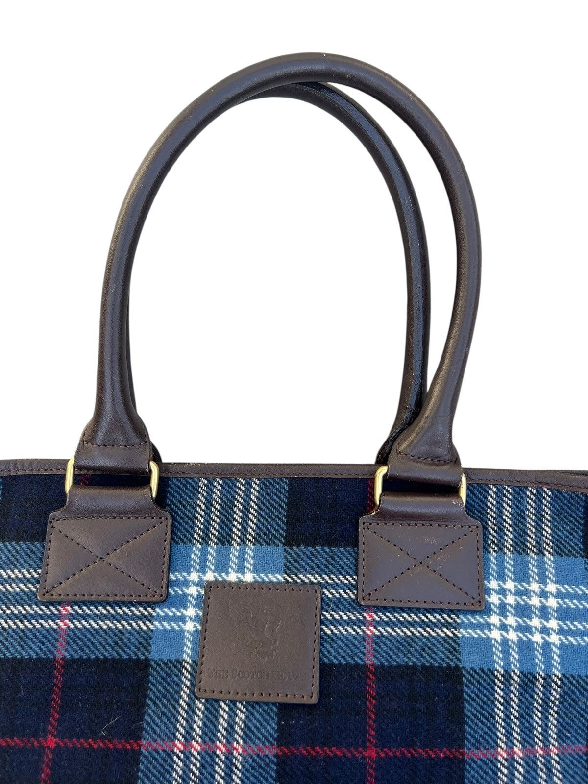 Leather The Scotch House Leather Cotton Plaid Tote Bag Size ONE SIZE - 8 Thumbnail
