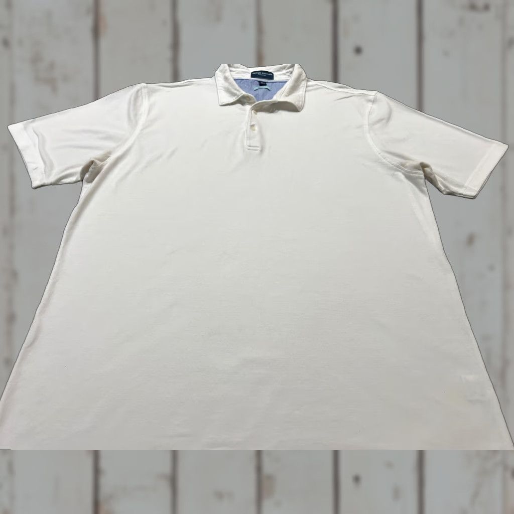 Peter Millar Peter Millar Men's Polo Shirt S/S White Solid Short Sleeve Collared Button Pullover Golf Casual Activewear Stretch Logo 100% Wearable Size US M / EU 48-50 / 2 - 1 Thumbnail
