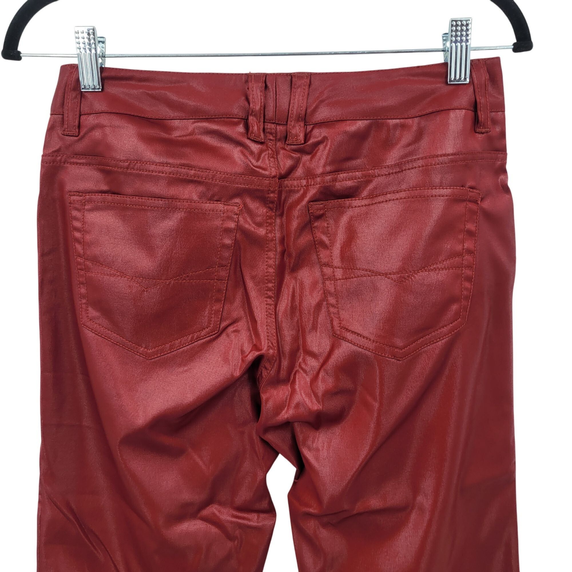 Vintage Vtg Z. Cavaricci Womens Red Waxed Denim Stretch Pants Sz 7 C Size 29" - 8 Thumbnail