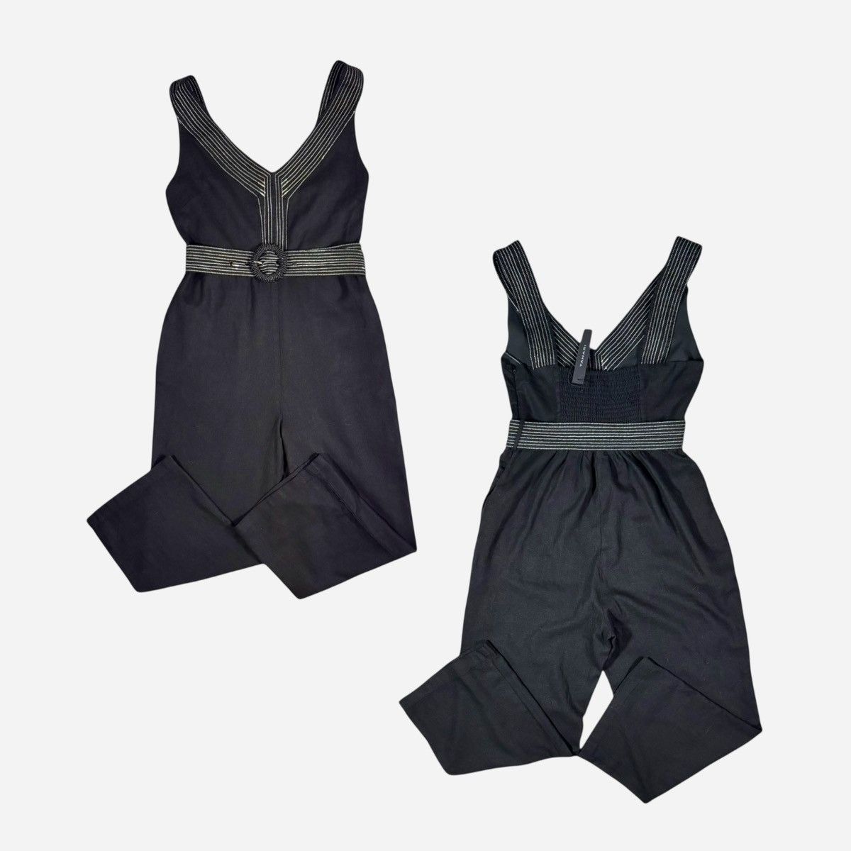 Elie Tahari Tahari Linen Blend Black Beauty Jumpsuit Sz M (8) Size 30" / US 8 / IT 44 - 7 Thumbnail