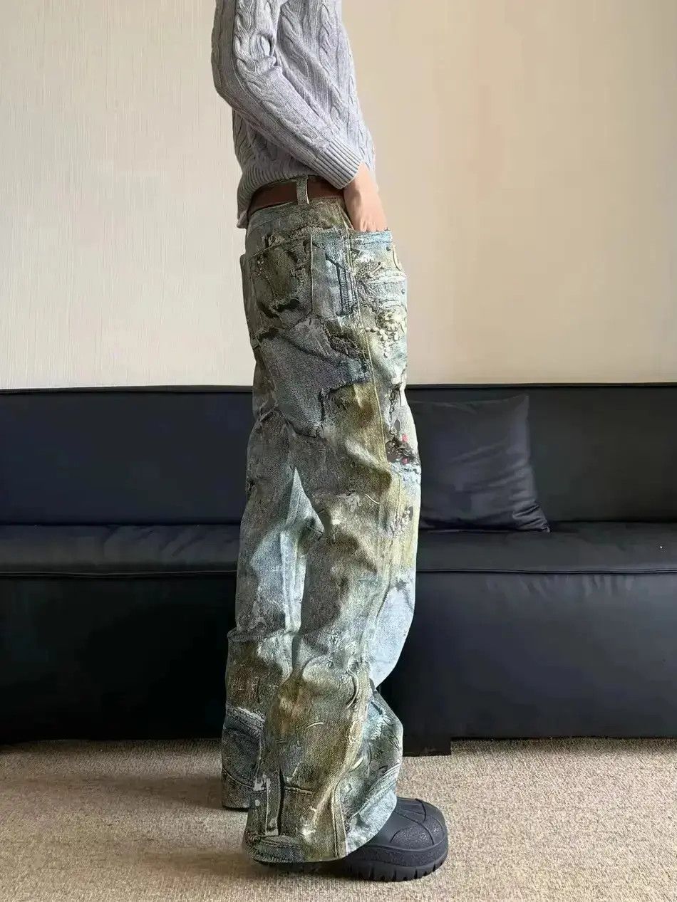 Japanese Brand Design Printing Straight Loose Jeans Pants Size US 32 / EU 48 - 6 Thumbnail