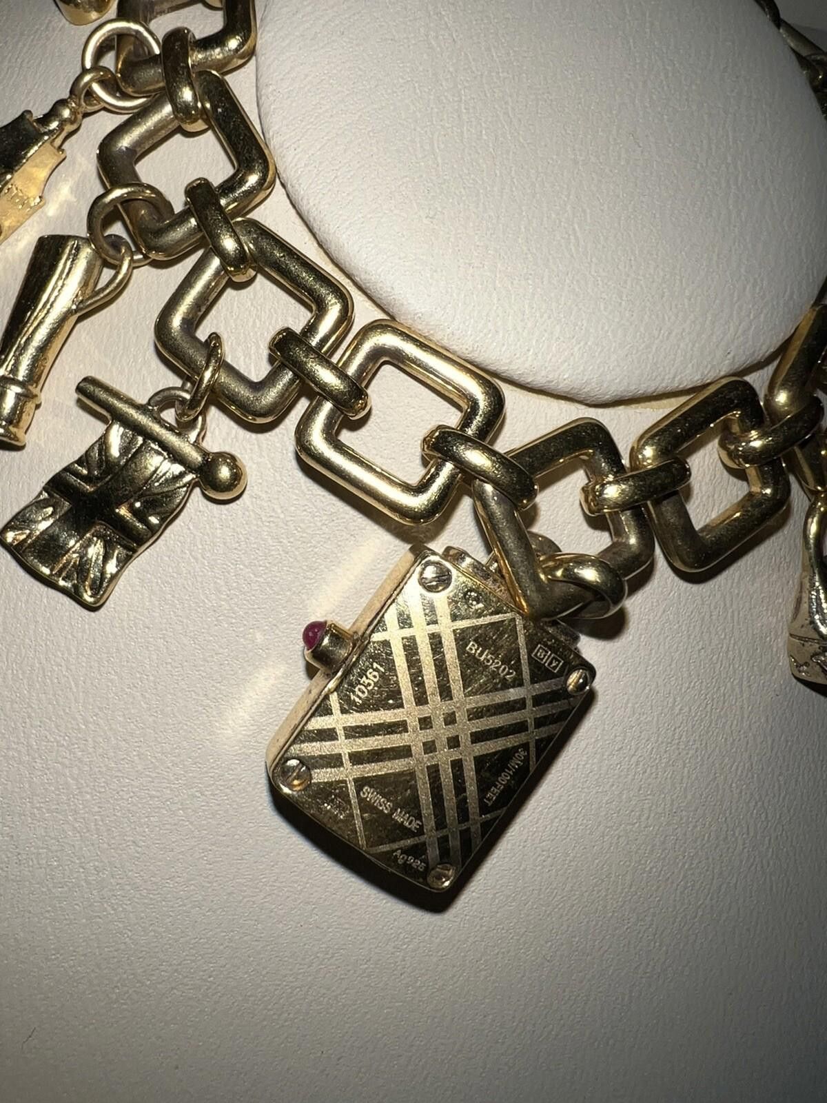 Burberry BURBERRY Gold Plated Charm Bracelet Watch RARE w/ Box Size ONE SIZE - 4 Thumbnail