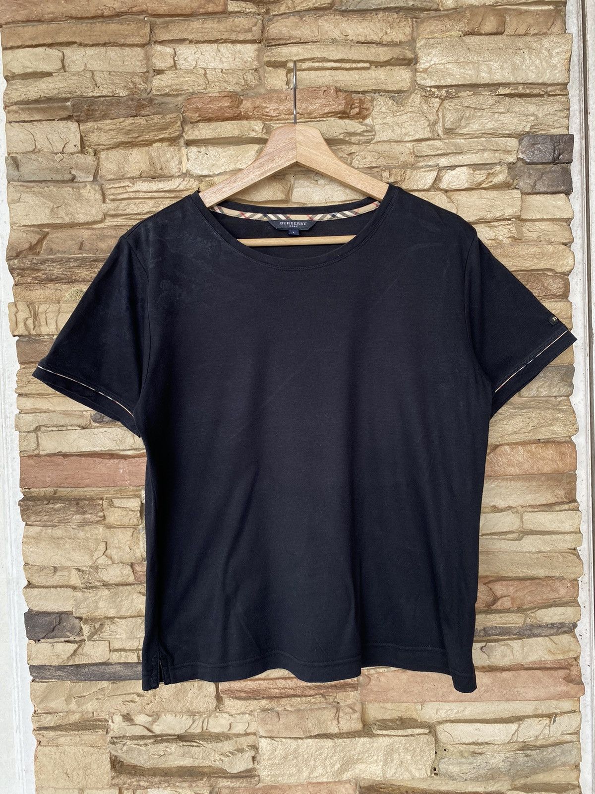 Vintage Vintage Burberry Golf Brit Nova Check Black Roundneck Tees Size US M / EU 48-50 / 2 - 1 Thumbnail