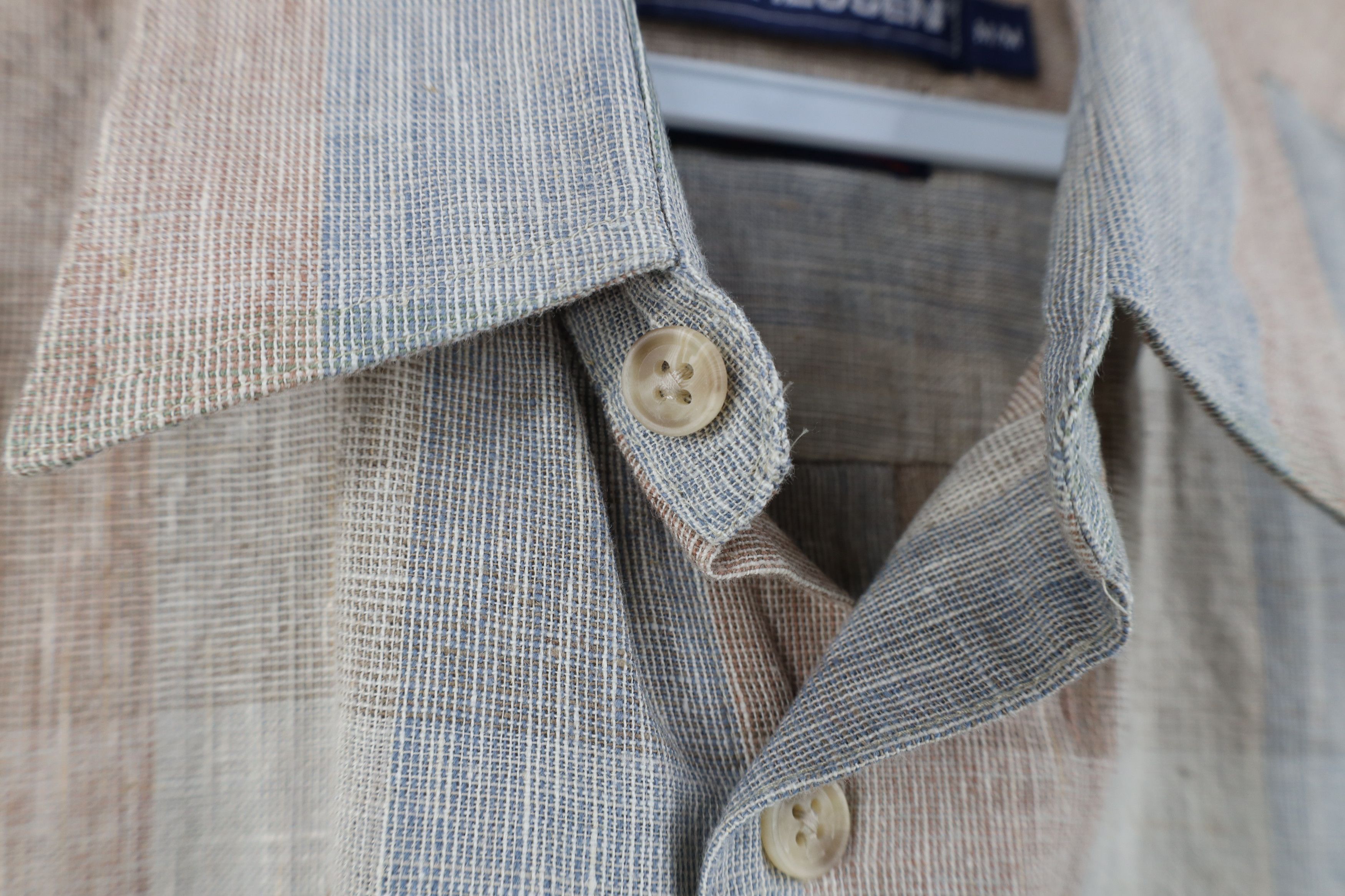 Vintage Vintage 90s Streetwear Checkered Linen Baggy Button Shirt Size US M / EU 48-50 / 2 - 7 Thumbnail