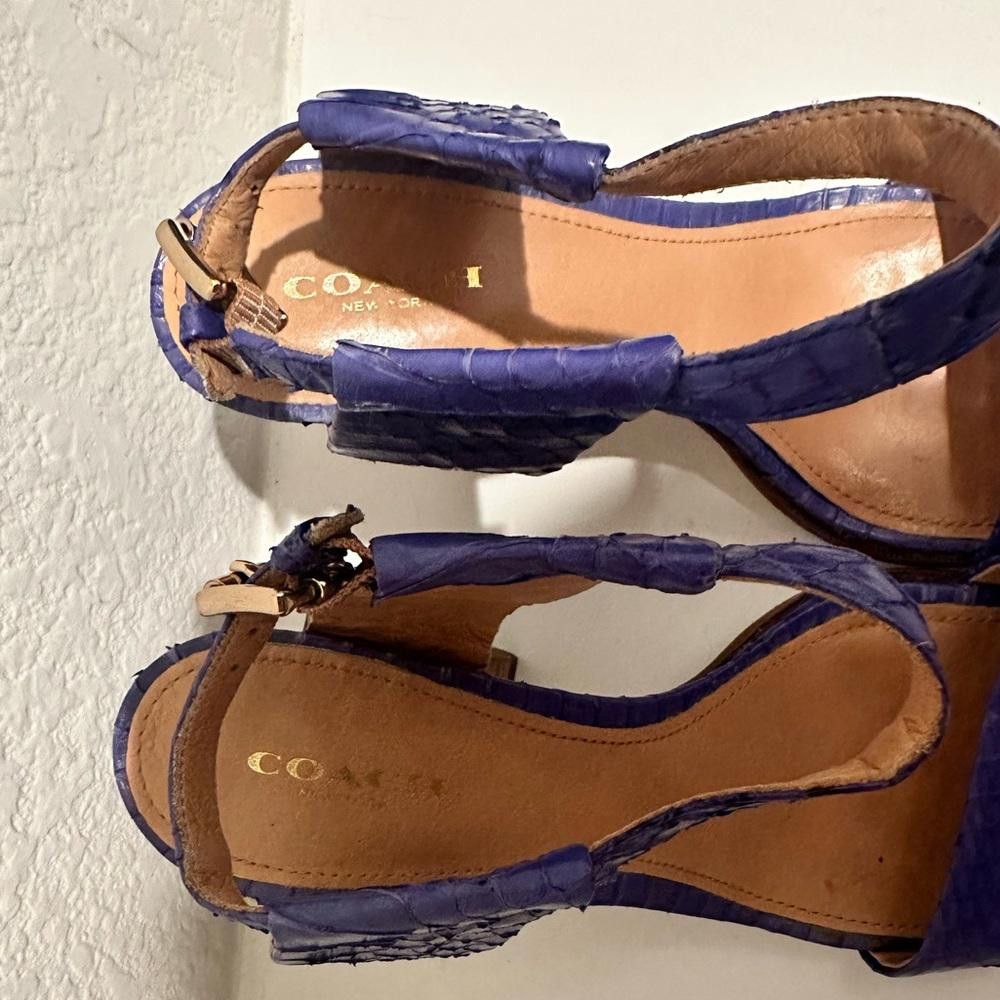 Coach COACH Lexey Snakeskin Chunky Open Toe Sandals Marine Blue 8 Size US 8 / IT 38 - 5 Thumbnail