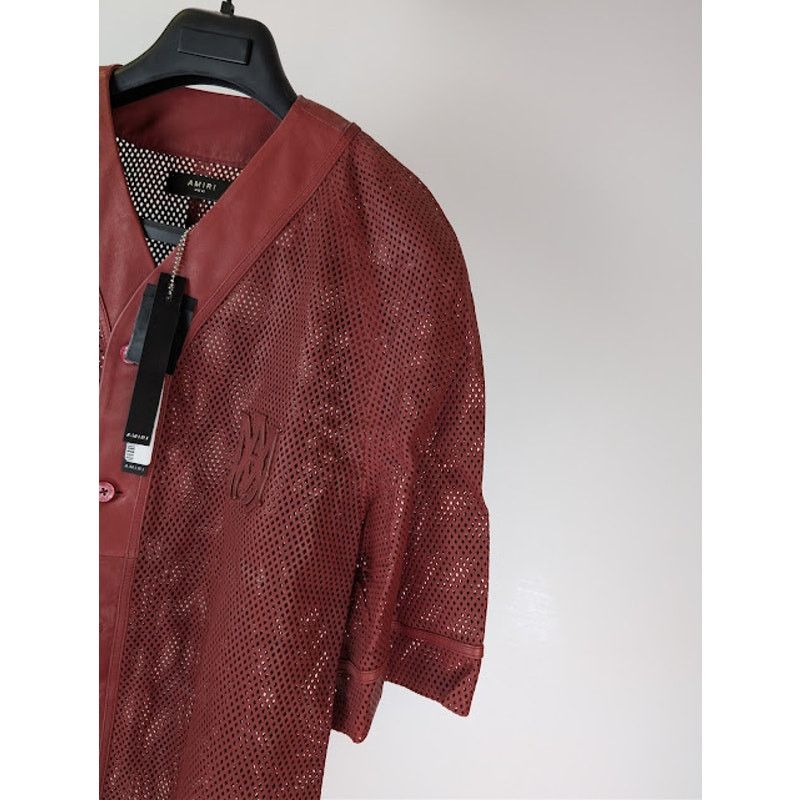 Amiri o1rshd1 MA Perforated Baseball Shirt in Sun Dried Tomato Size US M / EU 48-50 / 2 - 5 Thumbnail