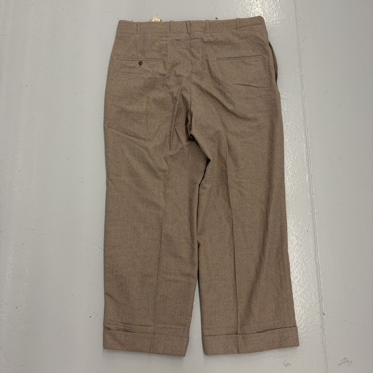 Other NOS Vintage 50s Tan Fleck Wool Wide Leg Trousers 36x27 Size US 36 / EU 52 - 4 Thumbnail