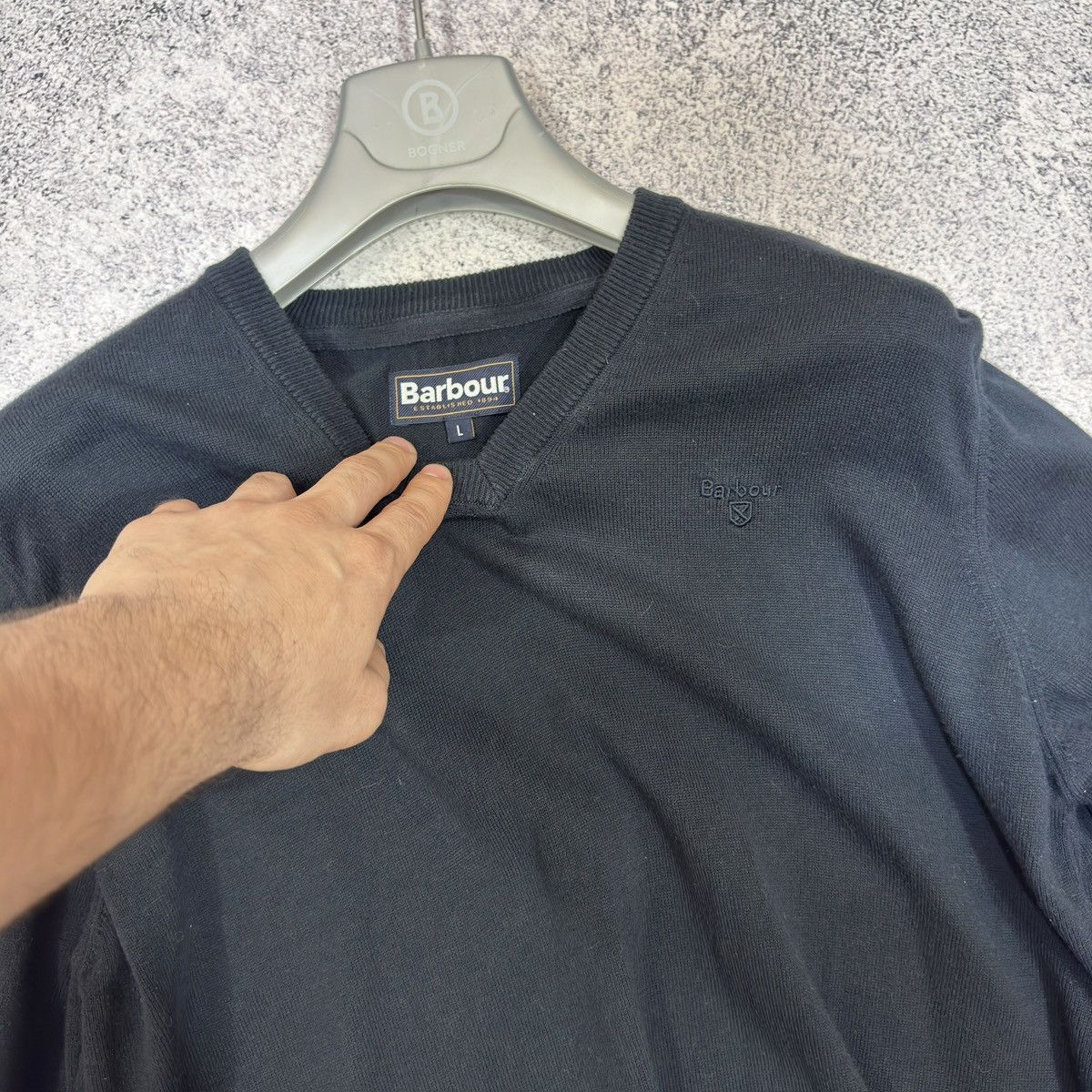 Barbour Barbour Pima Cotton Navy Jumper L size Size US L / EU 52-54 / 3 - 3 Thumbnail