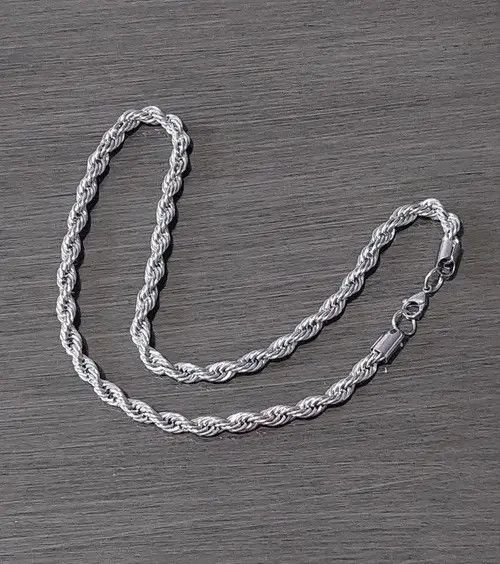 VIBE Silver 5mm Rope Chain Necklace Size ONE SIZE - 6 Thumbnail