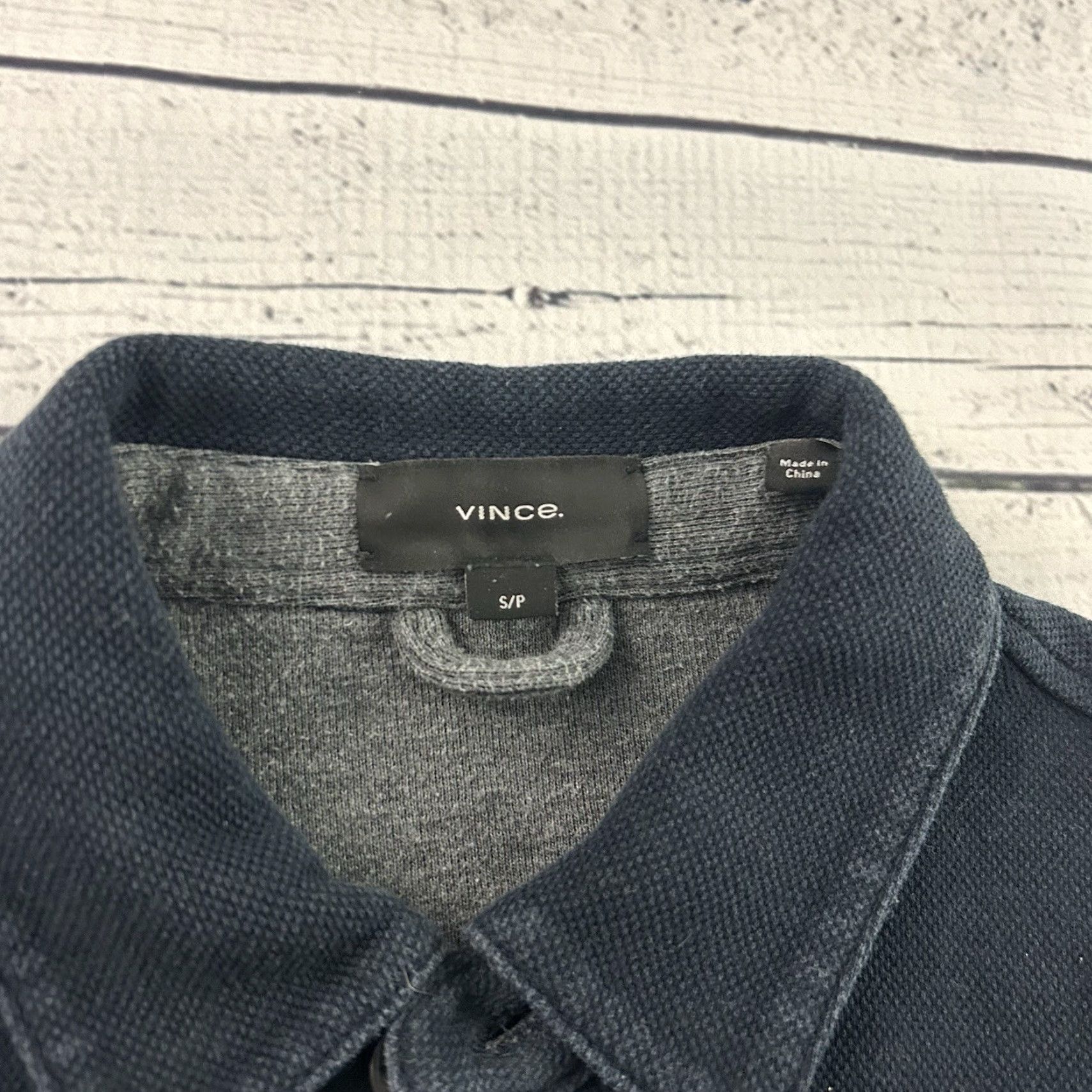 Vince Vince Shirt Jacket Men’s Small Blue Cotton Blend Piqué Knit Double-Knit Size US S / EU 44-46 / 1 - 2 Thumbnail