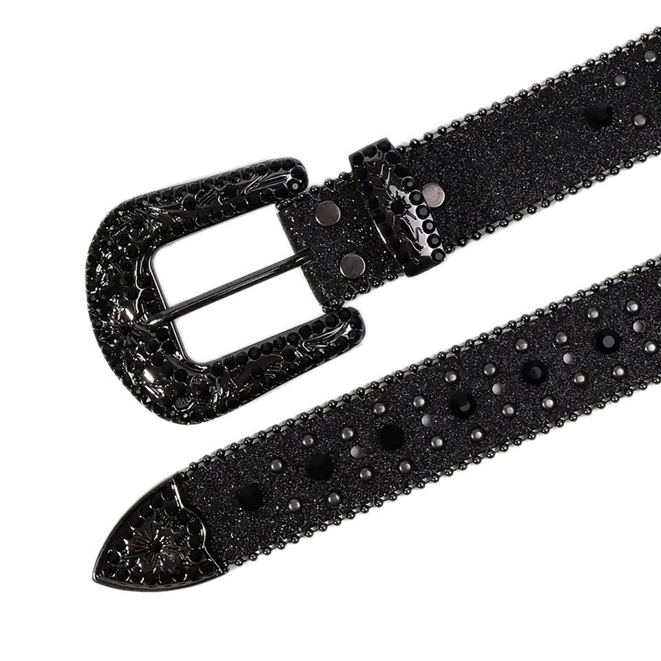 Japanese Brand × Leather Man-made Diamond Belt Western Cowboy Rhinestone leather Size ONE SIZE - 4 Thumbnail