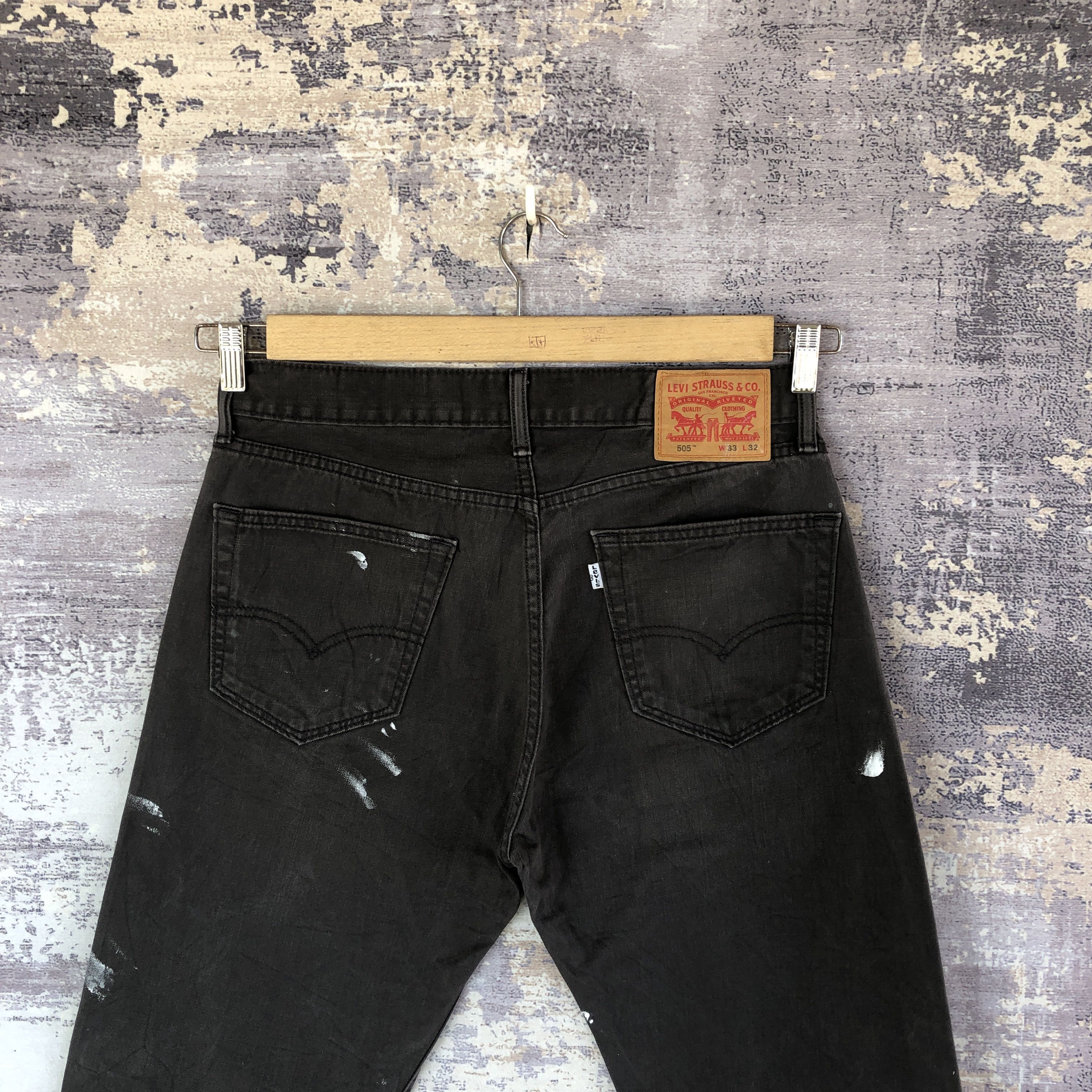 Jean Vintage Levis 505 Paint Splatter Jeans Levi's Black Denim Size US 32 / EU 48 - 4 Thumbnail