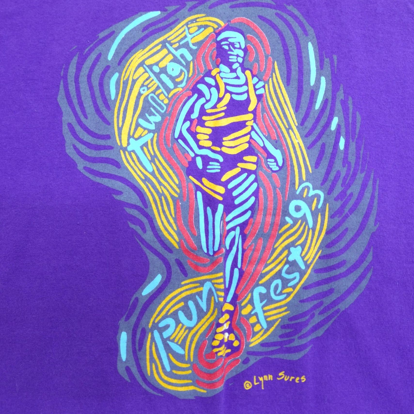 Vintage VINTAGE Twilight Run Fest Shirt S Purple 1993 Lynn Sures American Vintage Men T-Shirt Festival Purple Short Sleeve Crew Neck Cotton Blend Knit Solid Size US S / EU 44-46 / 1 - 2 Thumbnail