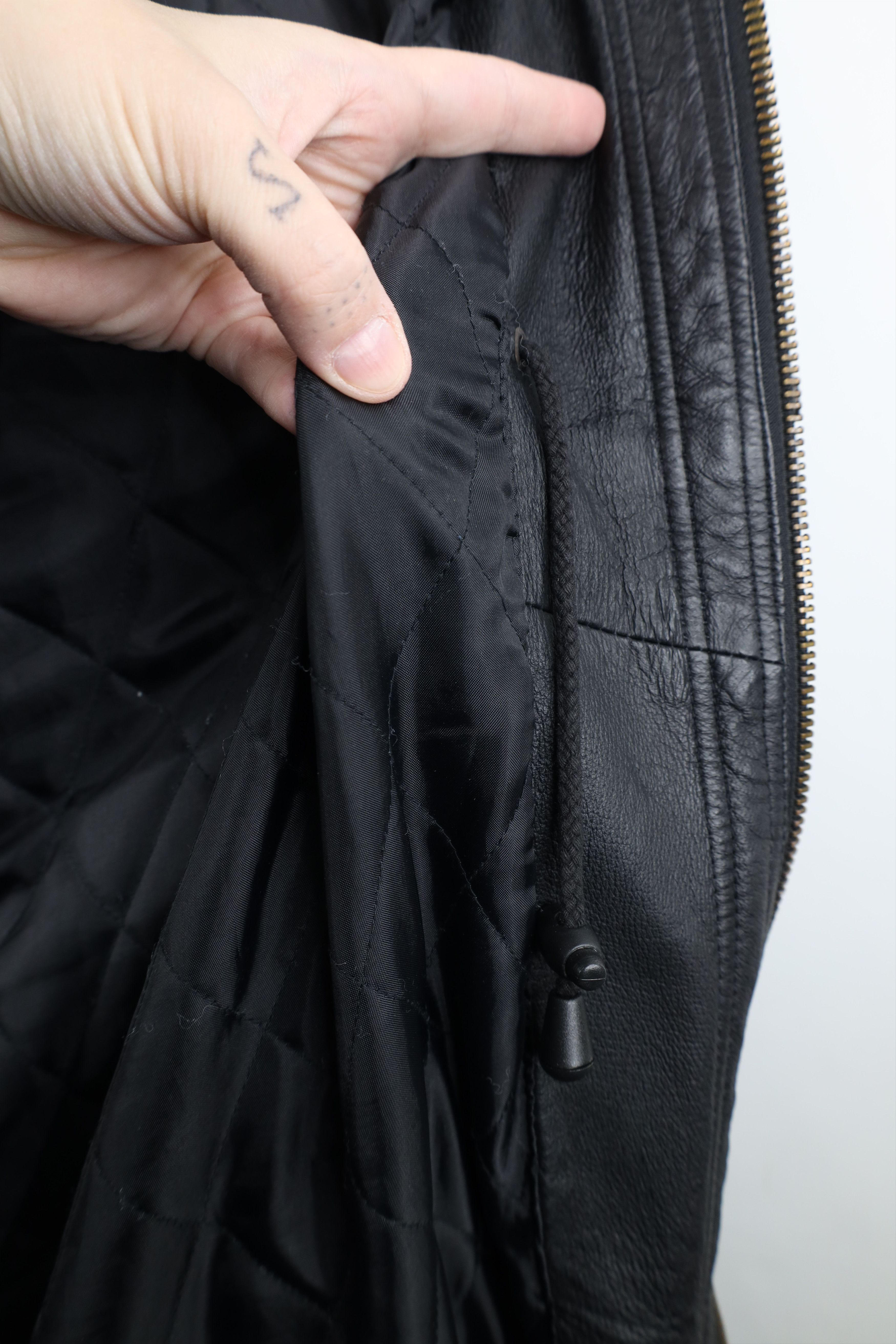 Vintage Vintage 90s Streetwear Quilted Full Zip Leather Jacket Black Size US XXL / EU 58 / 5 - 11 Thumbnail