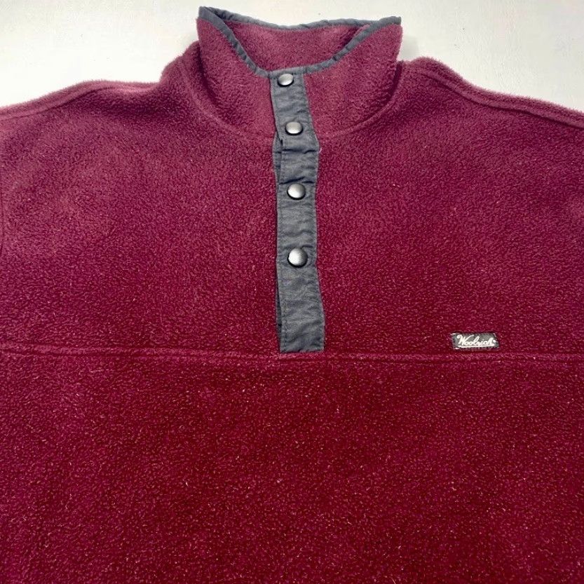 Vintage VINTAGE Woolrich Sweater T Snap Fleece Pullover Mens Large Maroon 8003 Size US L / EU 52-54 / 3 - 5 Thumbnail