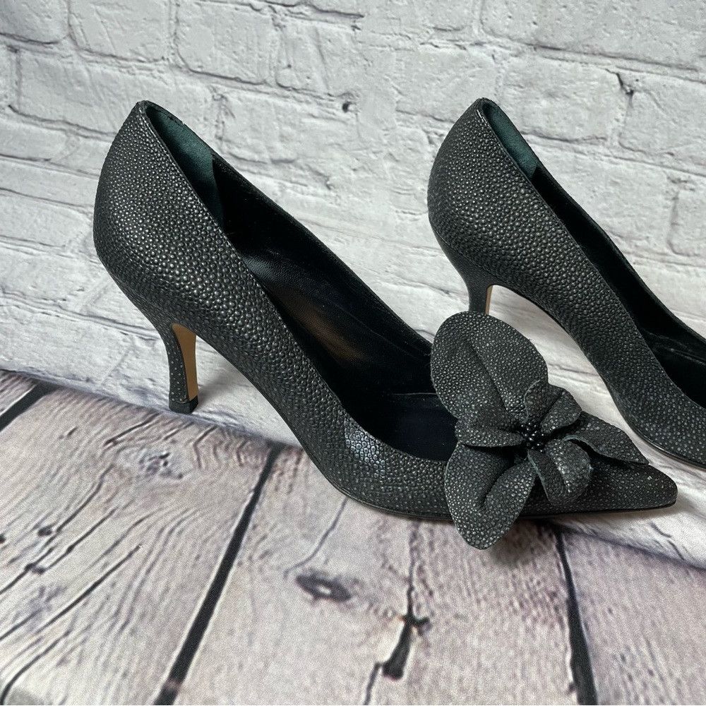 Other New Hollywould Grey Leather Detachable Flower Shoes Made In Size US 8 / IT 38 - 9 Thumbnail