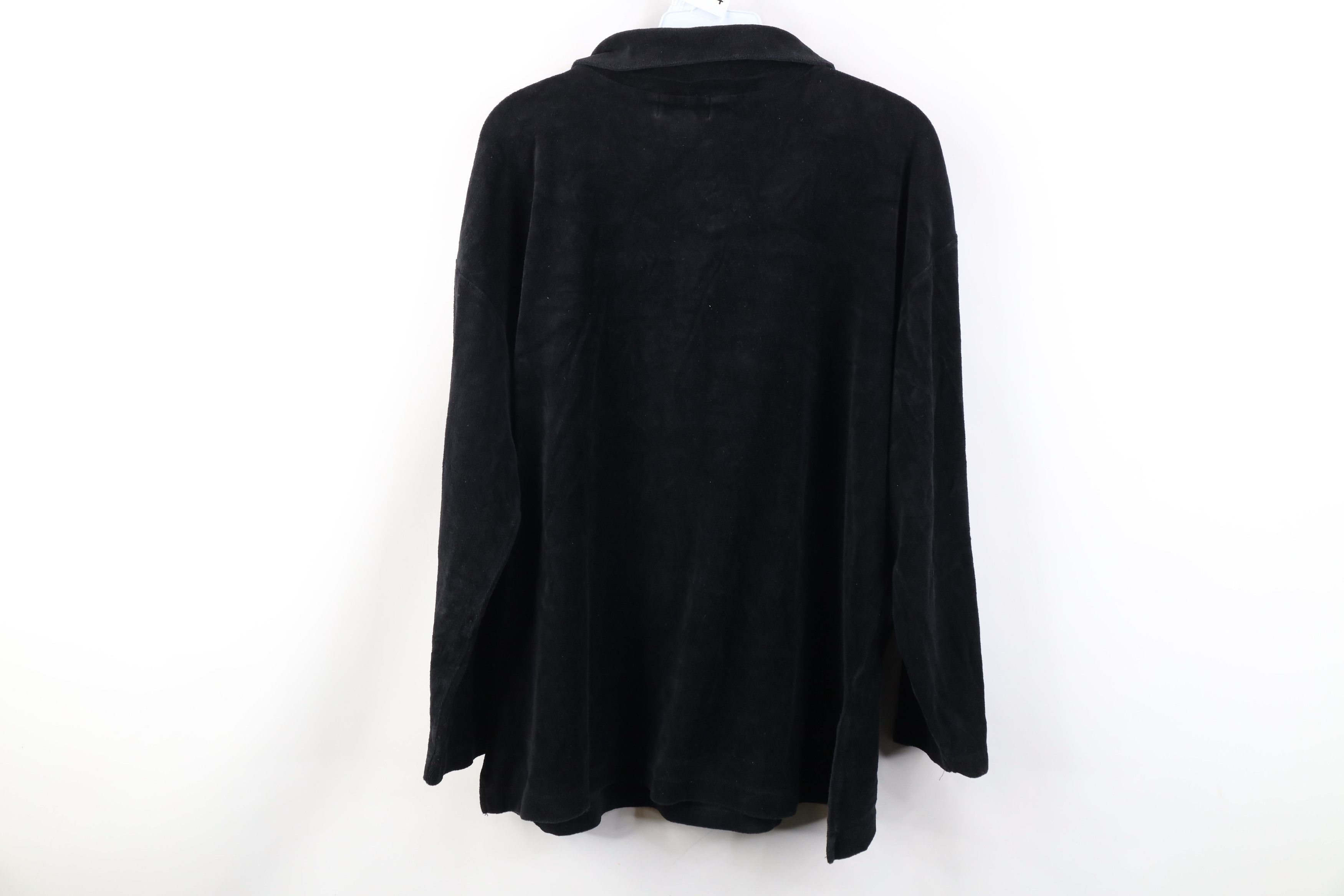 Vintage Vintage 70s Streetwear Blank Velour Long Sleeve Polo Black Size M / US 6-8 / IT 42-44 - 10 Thumbnail