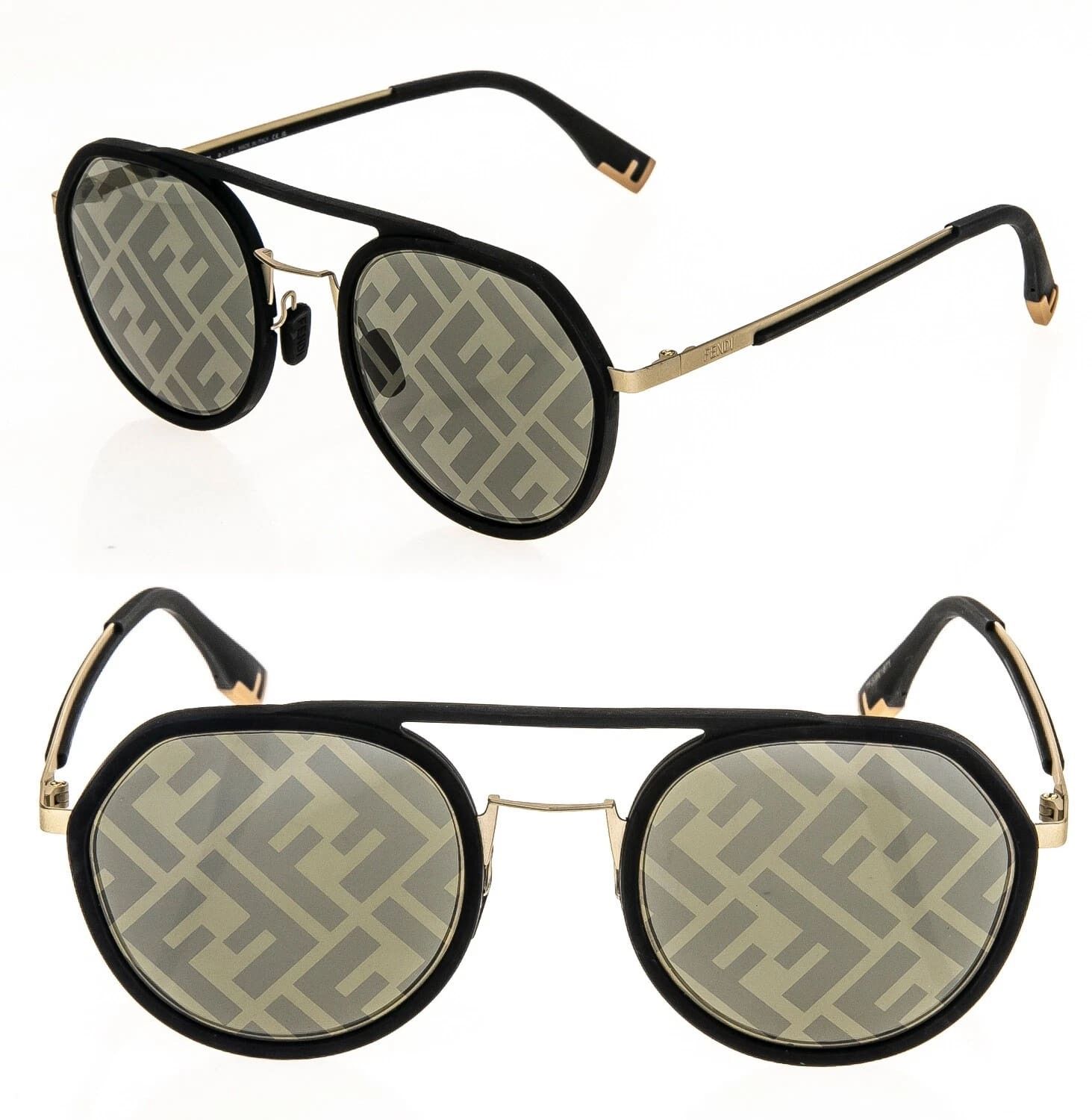 Fendi FENDI LIGHT 40040 Black FF Mirror Round Sunglasses FE40040U Size ONE SIZE - 1 Thumbnail