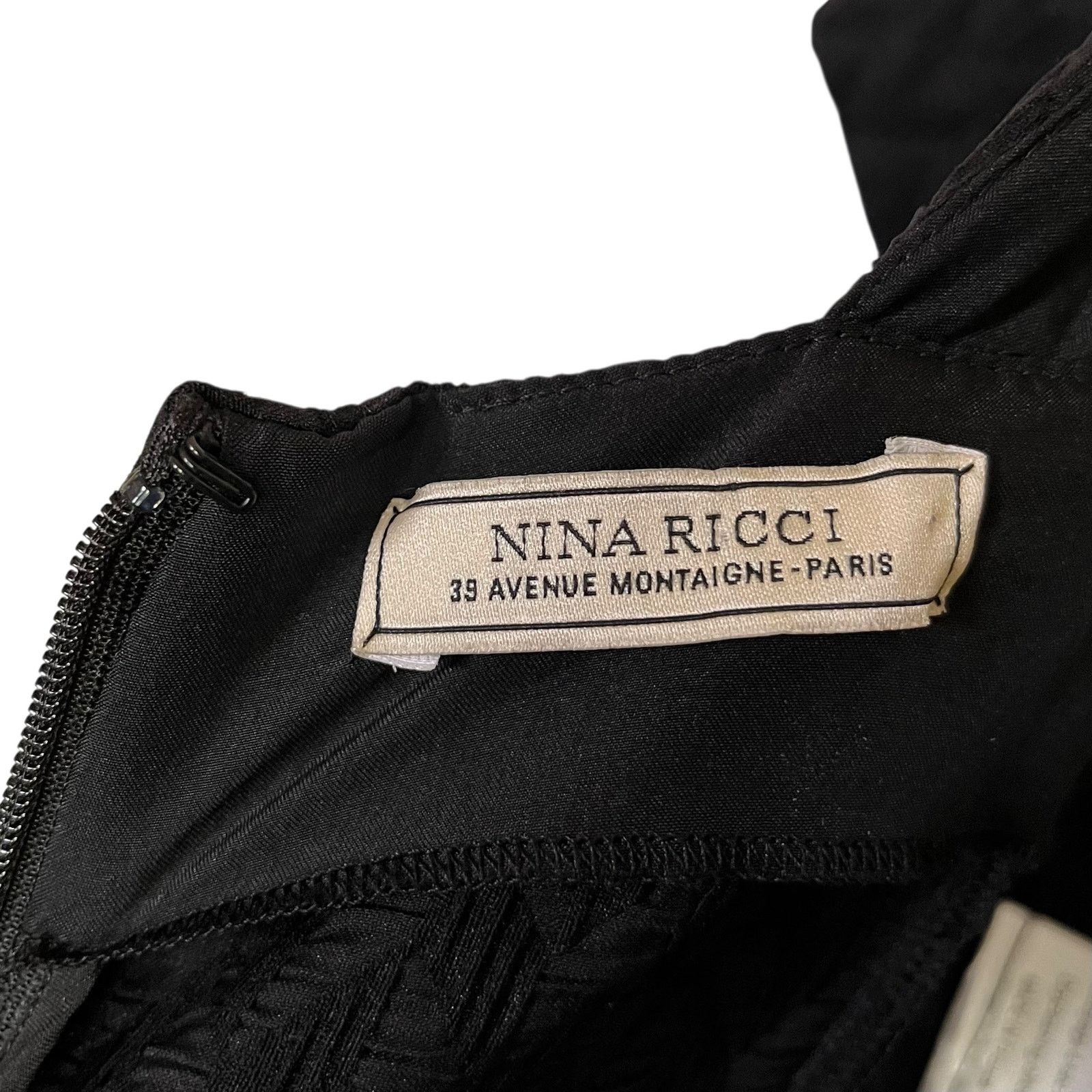 Nina Ricci Nina Ricci Black Chevron Pinch-Pleat Asymmetric Wiggle Dress Size S / US 4 / IT 40 - 3 Thumbnail