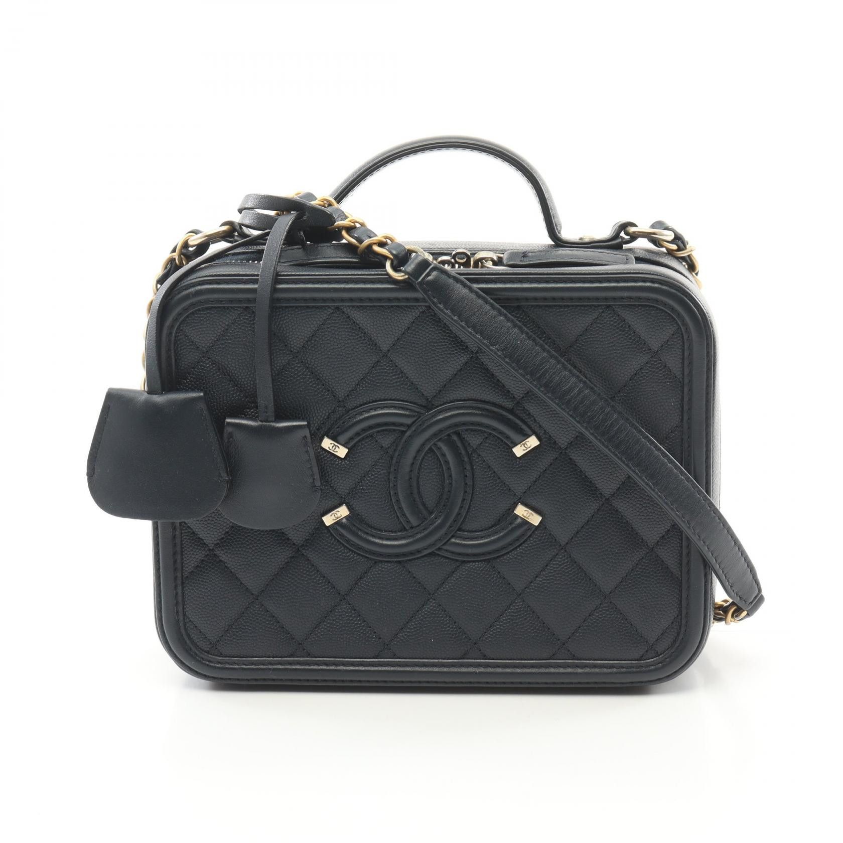 Chanel Chanel Cc Filigree Matelasse Grained Calfskin Shoulder Bag Leather Shoulder Bag in Blue, Women's