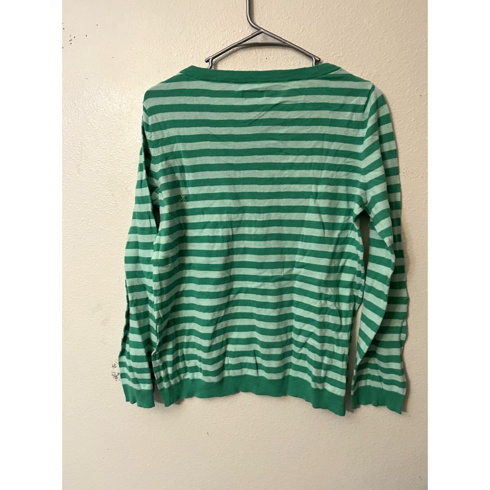 Old Navy Old Navy Womens Long Sleeve Crewneck Sweater L Green Striped Pullover Knit Shirt Womens Size L / US 10 / IT 46 - 3 Thumbnail