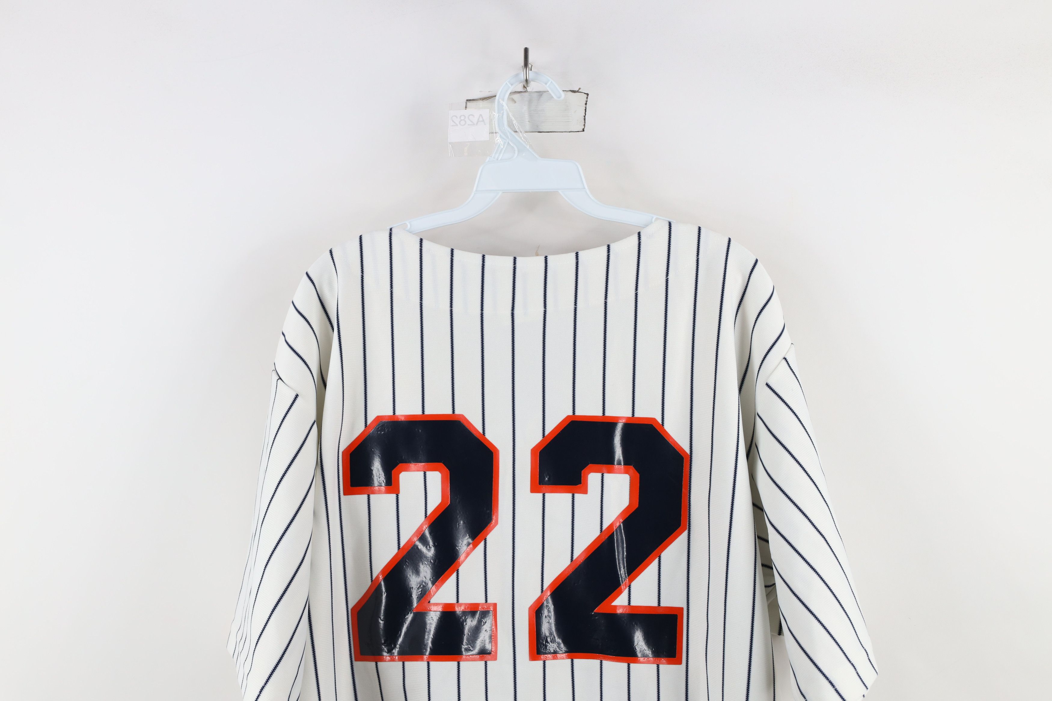 Vintage Vintage 90s Streetwear Pinstriped Baseball Jersey White USA Size US XL / EU 56 / 4 - 12 Thumbnail