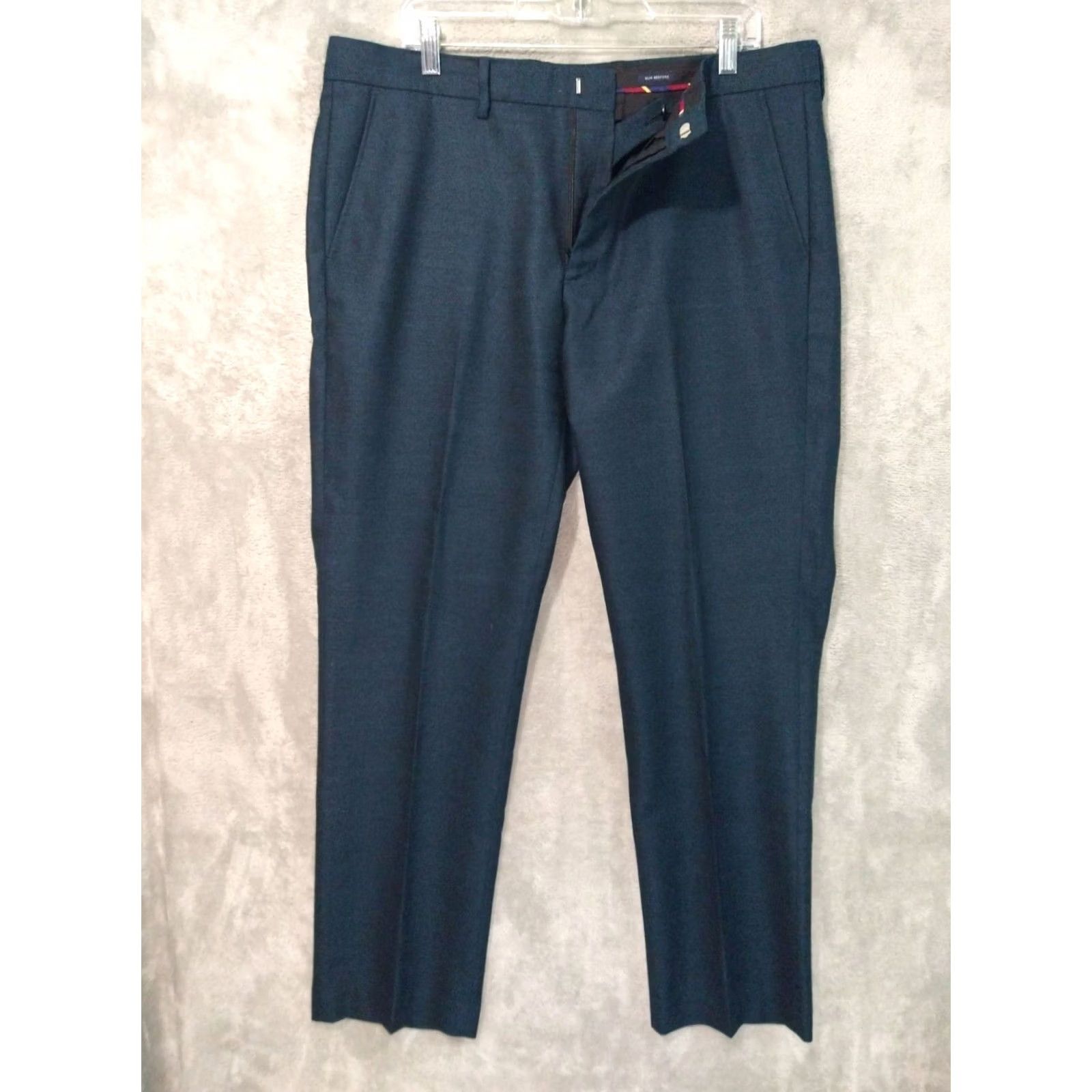 J.Crew J.CREW Dress Pants Mens 36x32 Blue Wool Slim Bedford Flat Front Preppy Dress Pants Mens Slim Blue Wool Flat Front Bedford Size US 36 / EU 52 - 2 Thumbnail