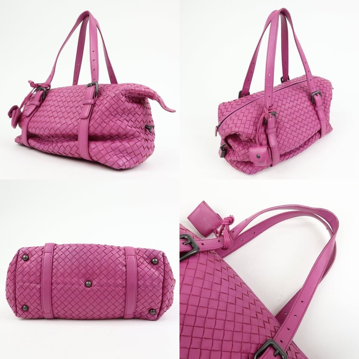 Bottega Veneta Bottega Veneta Intrecciato Nappa Leather Duffle Bag Pink Size ONE SIZE - 3 Thumbnail