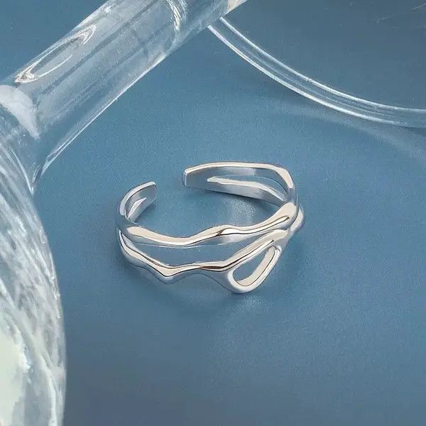 VIBE Abstract Silver Ring Size ONE SIZE - 2 Thumbnail