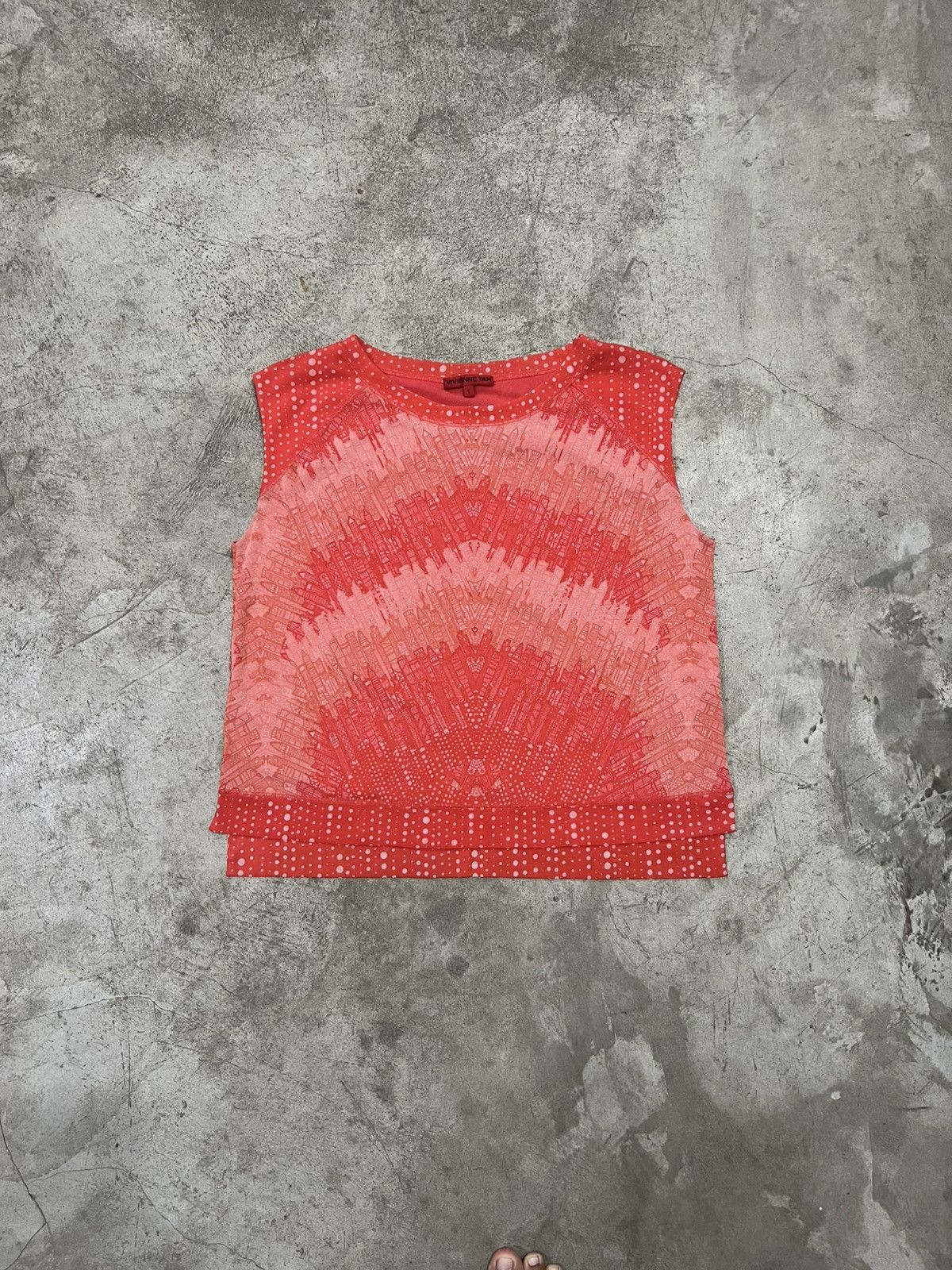 Vivienne Tam Vivienne Tam "Red Building" Sleeveless Mesh Top Size S / US 4 / IT 40 - 1 Thumbnail