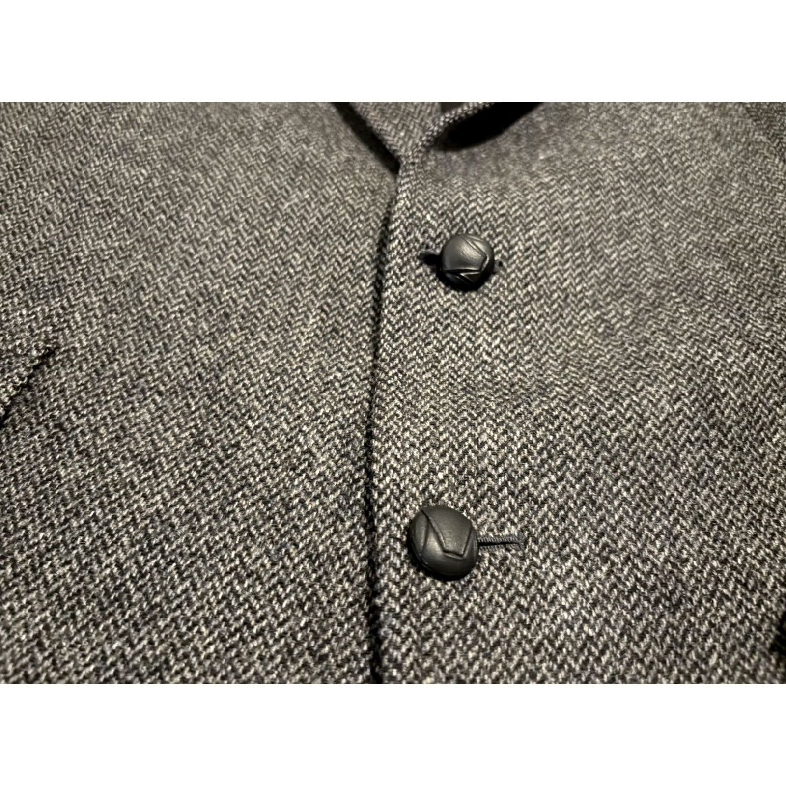 Pendleton Pendleton Western Tweed Wool Jacket Blazer Sport Coat Elbow Patch Gray Black 44L Mens Long Wool Tweed 2 Button Western Theme Size 44R - 6 Thumbnail