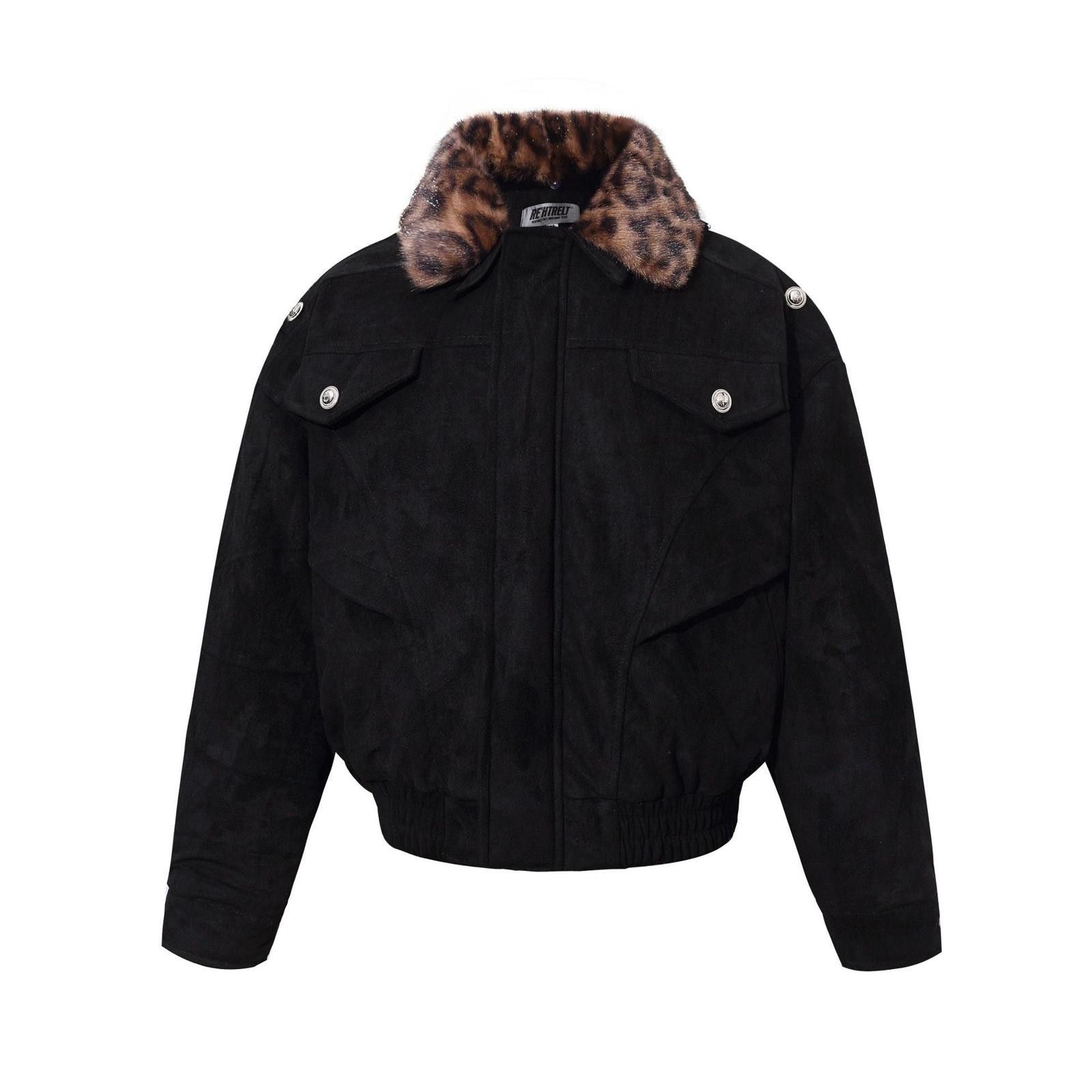 Vintage Bomber Jacket with Leopard Faux Fur Collar Size US M / EU 48-50 / 2 - 7 Thumbnail