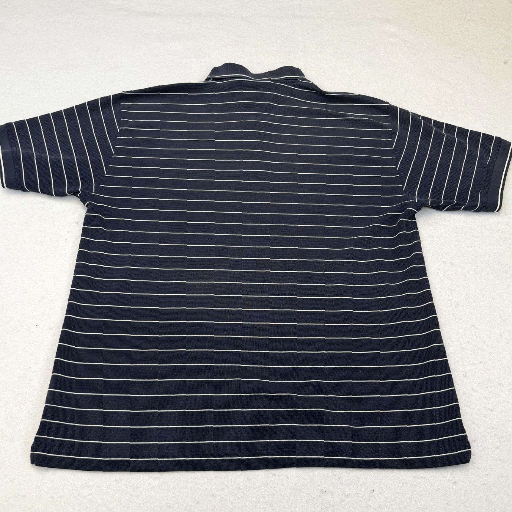 Vintage Greg Norman Savannah Harbor Golf Polo Shirt Mens 2XL Navy Blue Striped Play Dry Shirt Size US XXL / EU 58 / 5 - 7 Thumbnail