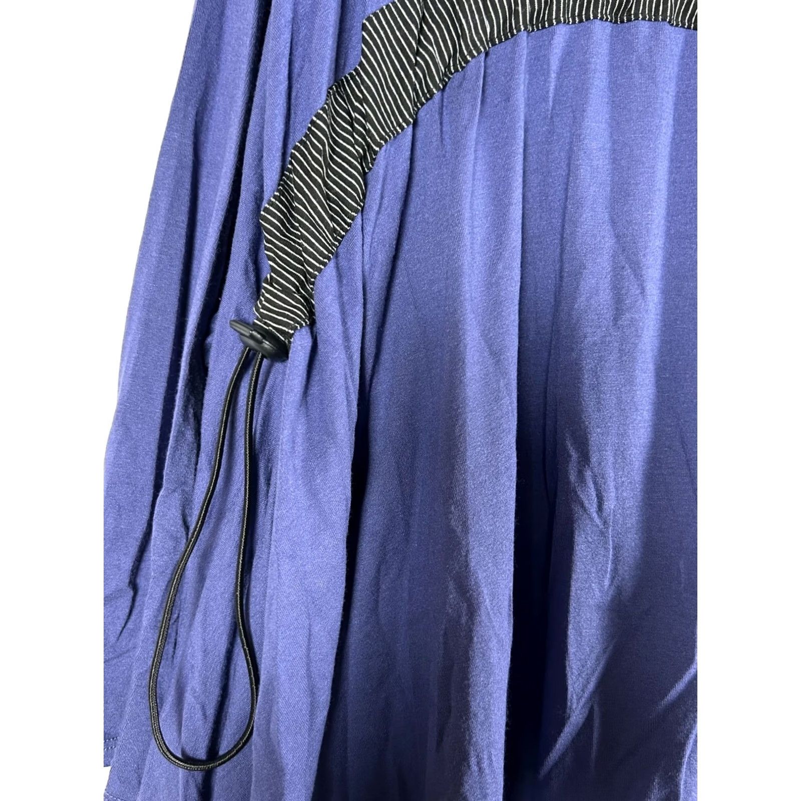 Vintage Noblu Womens Tunic Top M/L Blue Stretch Asymmetrical Hem Rayon Spandex Lagenlook Made In USA Women Size M Size M / US 6-8 / IT 42-44 - 3 Thumbnail