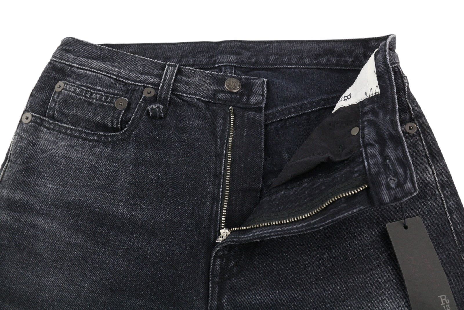 R13 AXL SLIM 27 Jake Black Faded Washed Zip Fly Denim 85823 Size 27" / US 4 / IT 40 - 4 Thumbnail