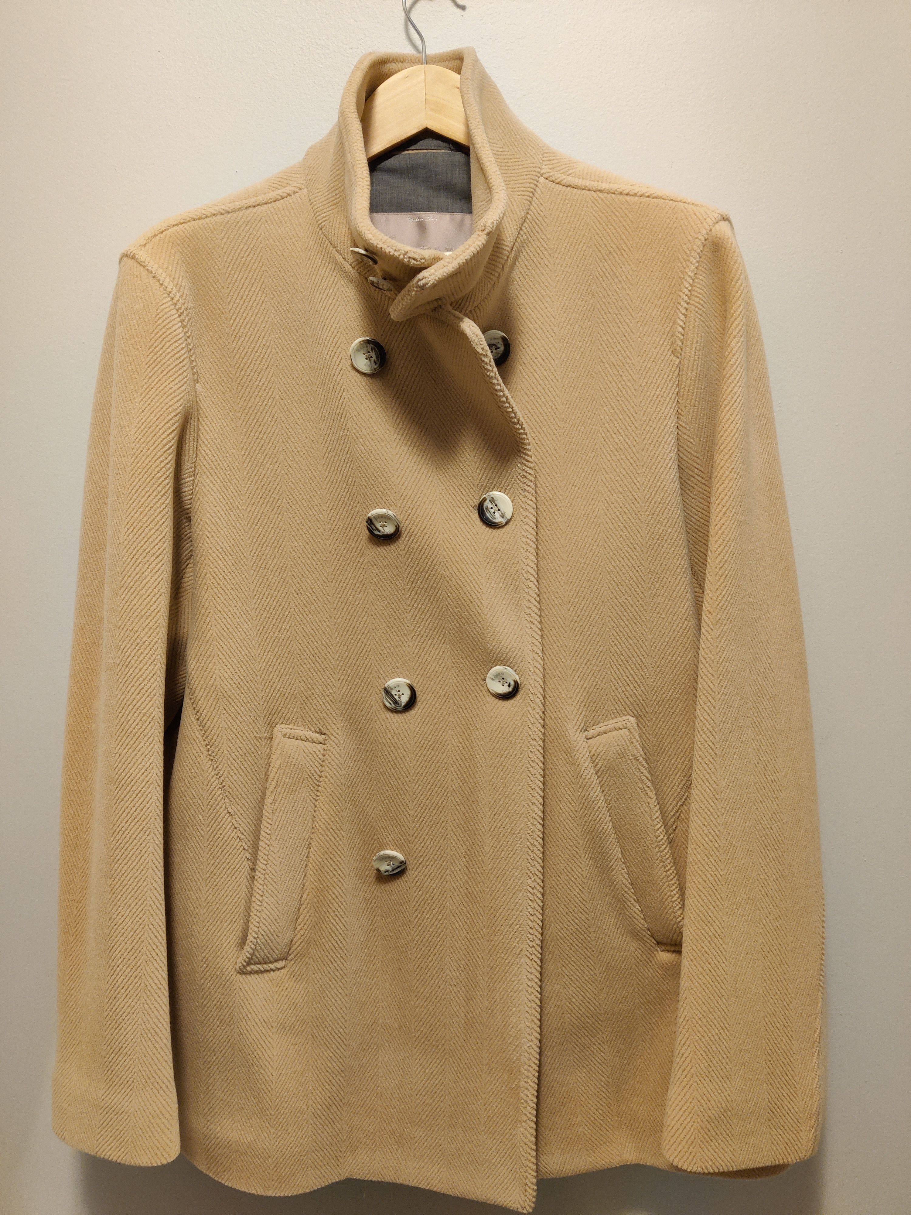 Herno Herno Beige Herringbone Wool Coat - NWT Size US L / EU 52-54 / 3 - 2 Thumbnail