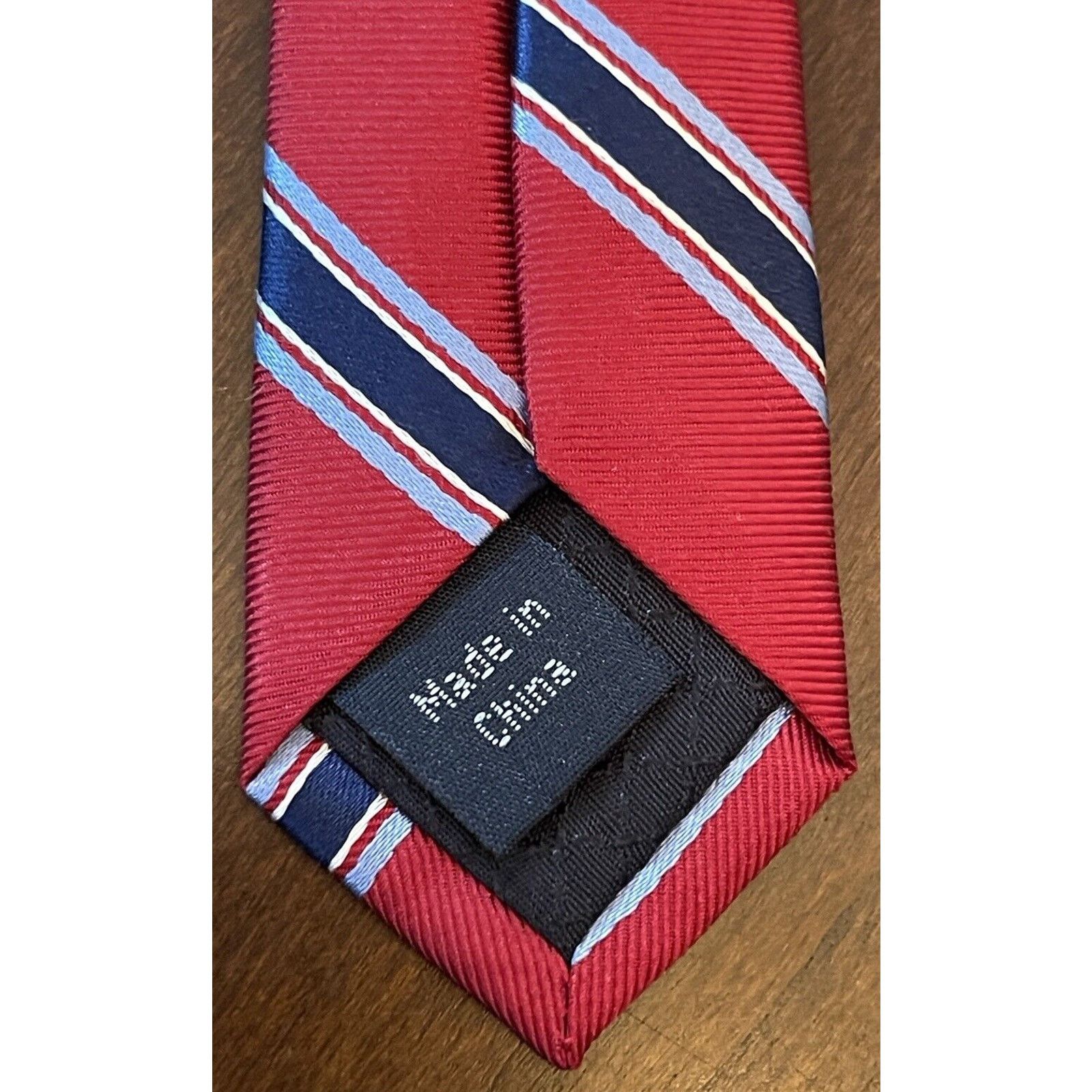 Bass Bass Red Blue 100% Silk Men’s Neck Tie Made In China Size ONE SIZE - 7 Thumbnail