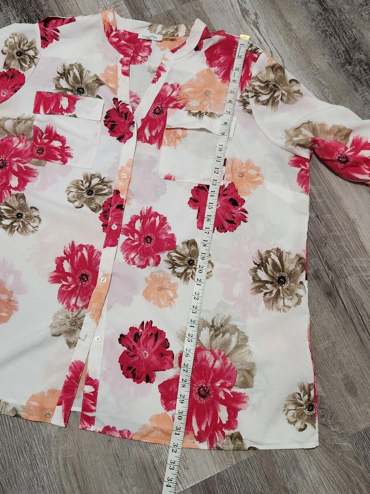Calvin Klein Calvin Klein Top 3x Plus Size Button Down V Neck Floral Size 3XL / US 20-22 - 6 Thumbnail