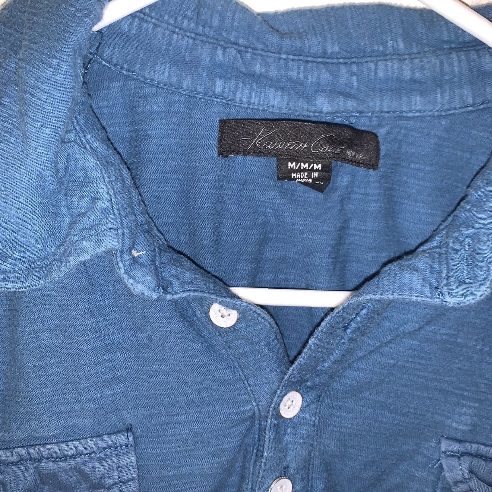 Kenneth Cole KENNETH COLE NEW YORK Polo Shirt Men Medium Blue Short Sleeve Collared Button-Down 90s Vintage No Size US M / EU 48-50 / 2 - 2 Thumbnail
