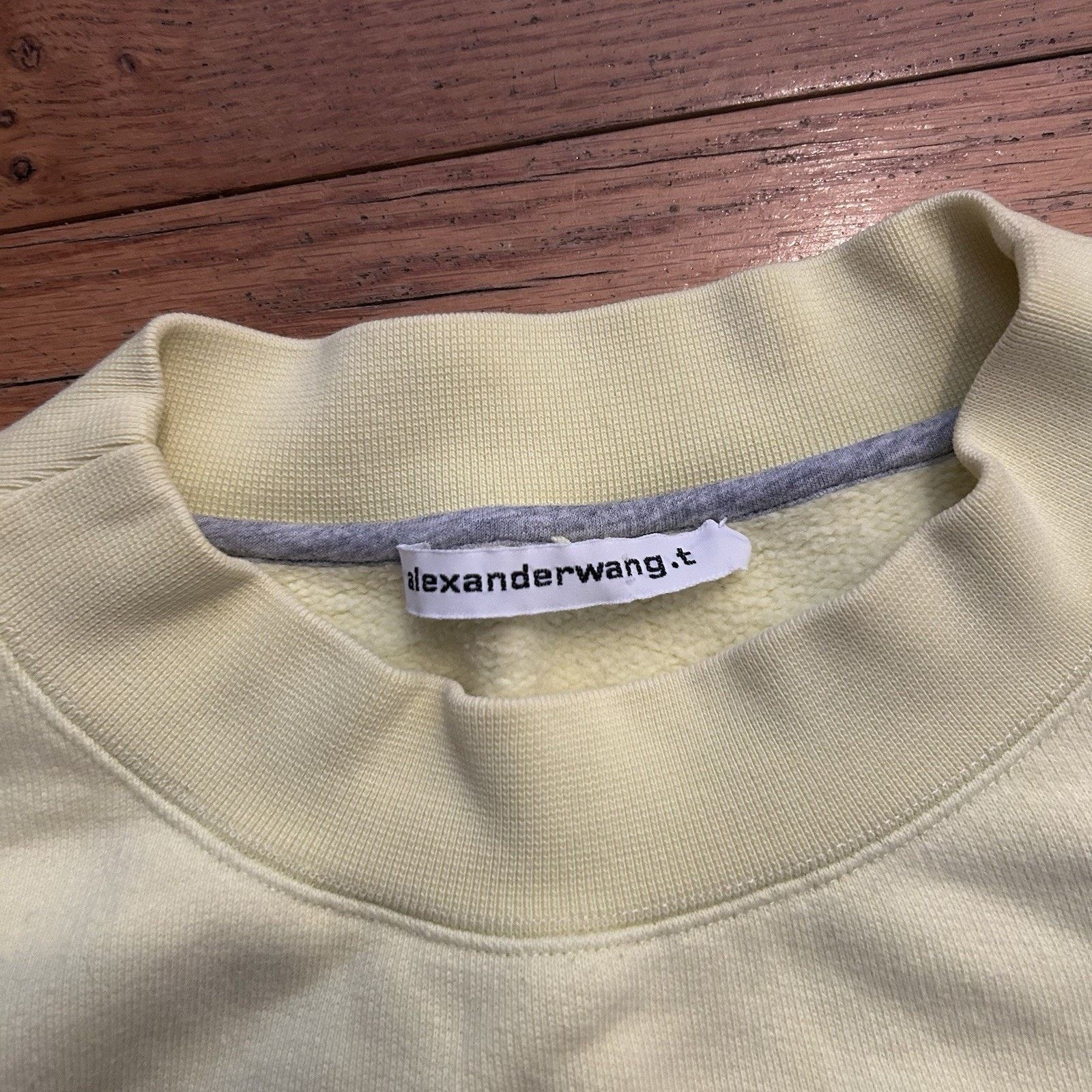 Alexander Wang Cropped Yellow Fleece Pullover Sweatshirt Small Size S / US 4 / IT 40 - 3 Thumbnail