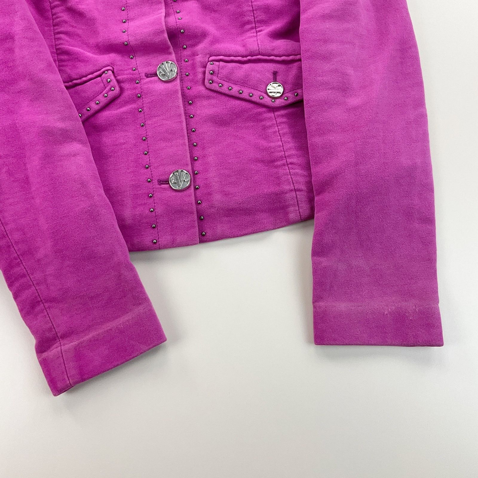 Versace Vintage RARE Versace 90s Button Jacket - Womens Small pink Size S / US 4 / IT 40 - 2 Thumbnail